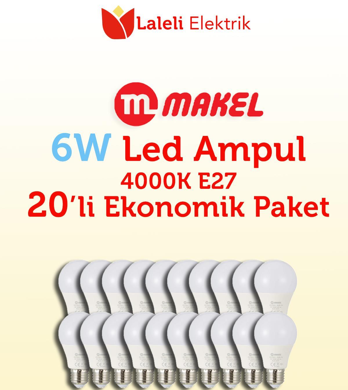 Makel 6W Led Ampul 4000K 20 Adet Ekonomik Paket