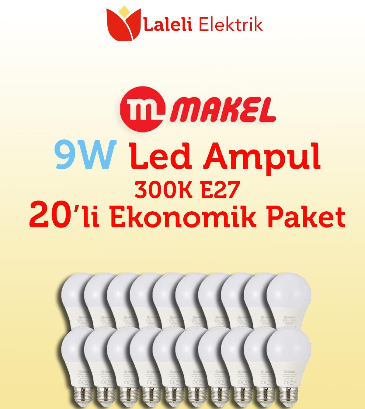 Makel 9W Led Ampul 3000K E27 20 Li Ekonomik Paket