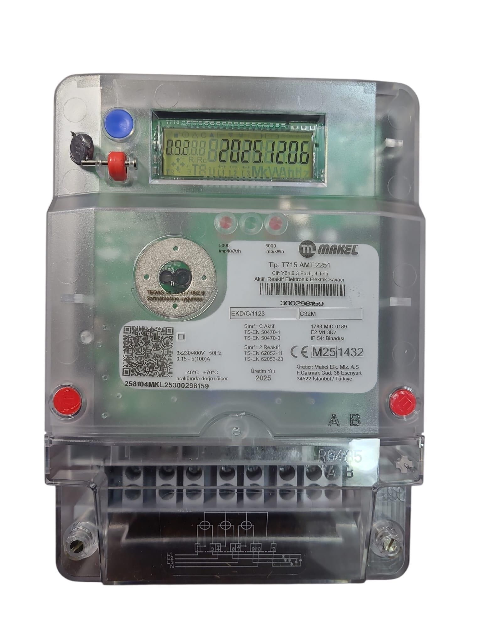 Makel Çift Yönlü Direk Bağlantılı Kombi Sayaç T715.AMT.2251
