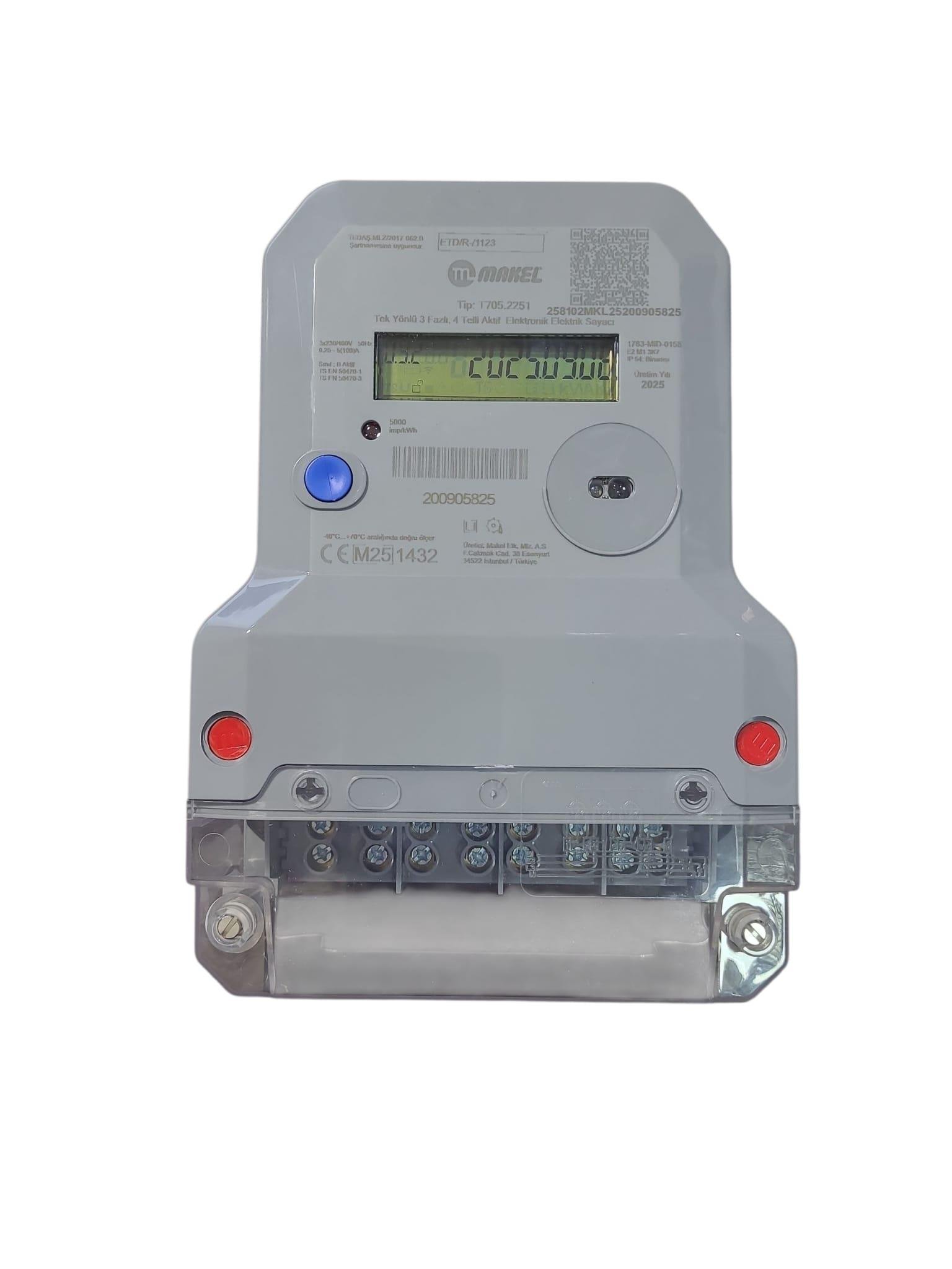 Makel Elektronik Trifaze Sayaç 100 A T705.2251 EDTR/1123