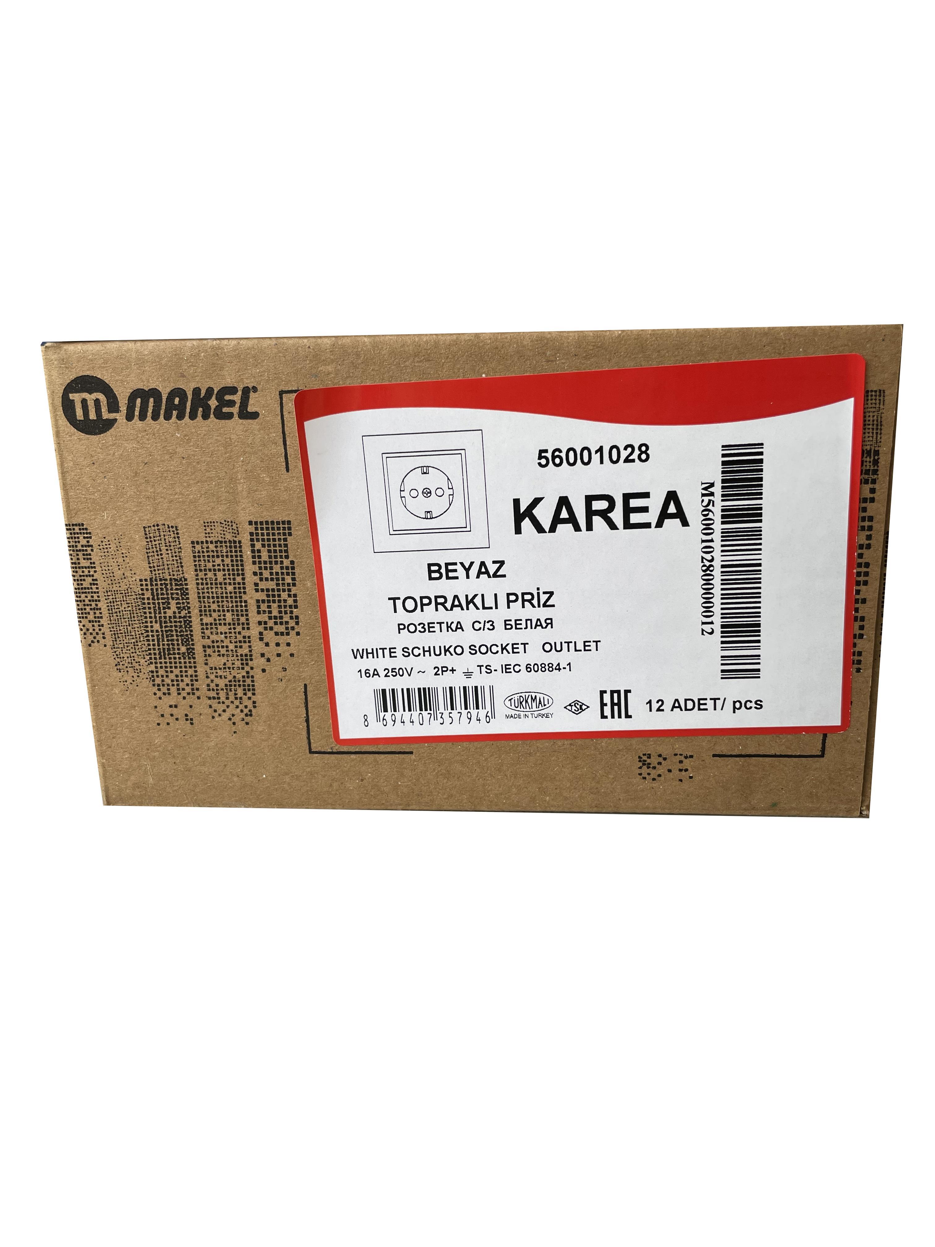 Makel Karea Topraklı Priz Beyaz 12 Adet Kutu