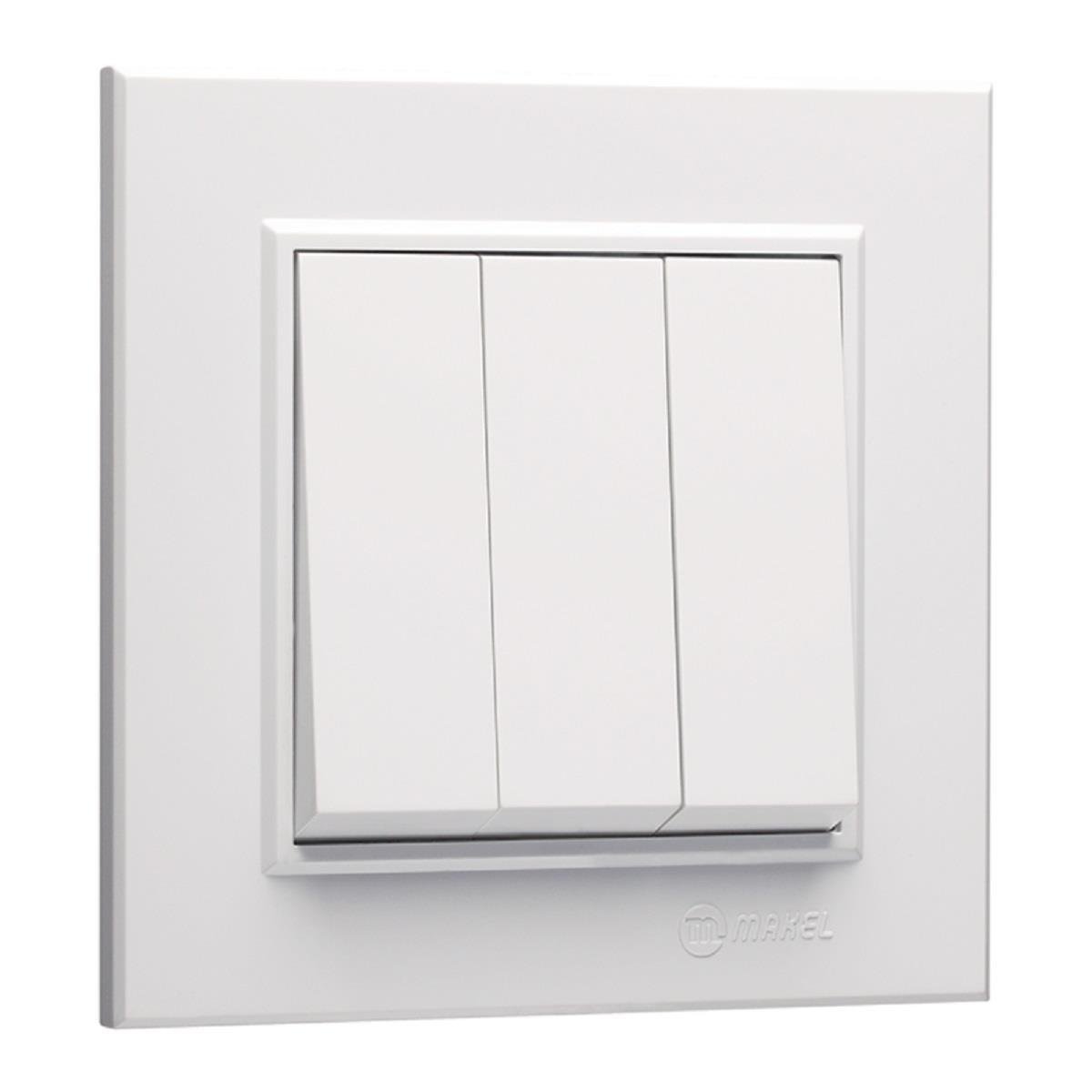 Makel Karea Üçlü Anahtar 3 Tuşlu 1+3 Beyaz
