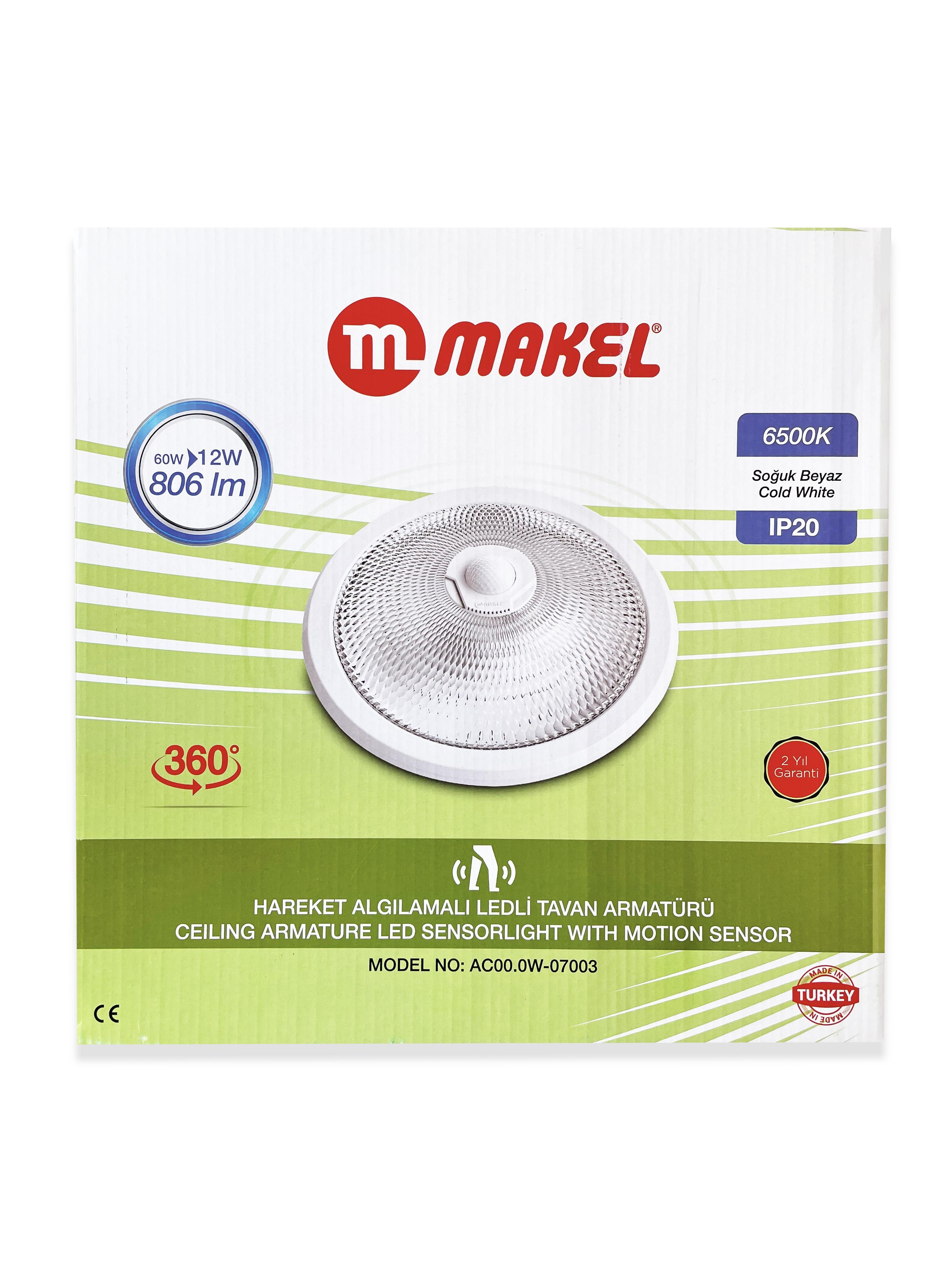 Makel Ledli Hareket Sensörlü Tavan Armatürü