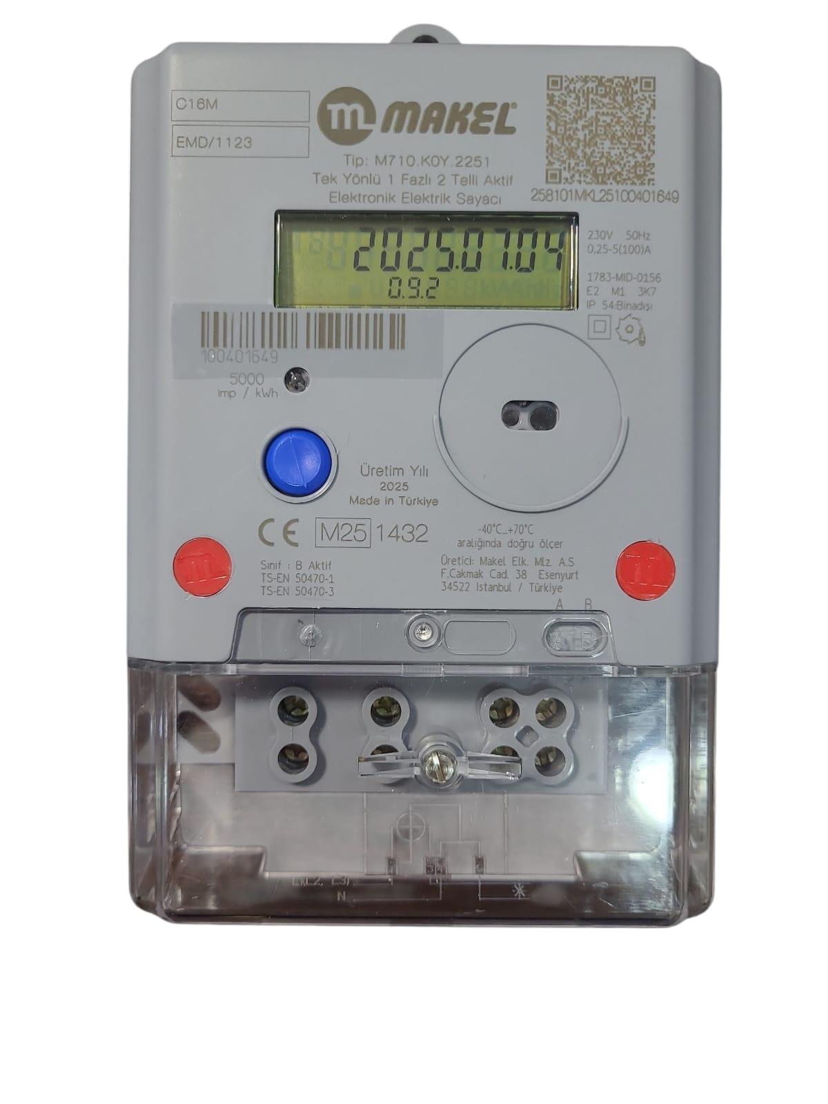 Makel Monofaze Sayaç M710.KOY.2258