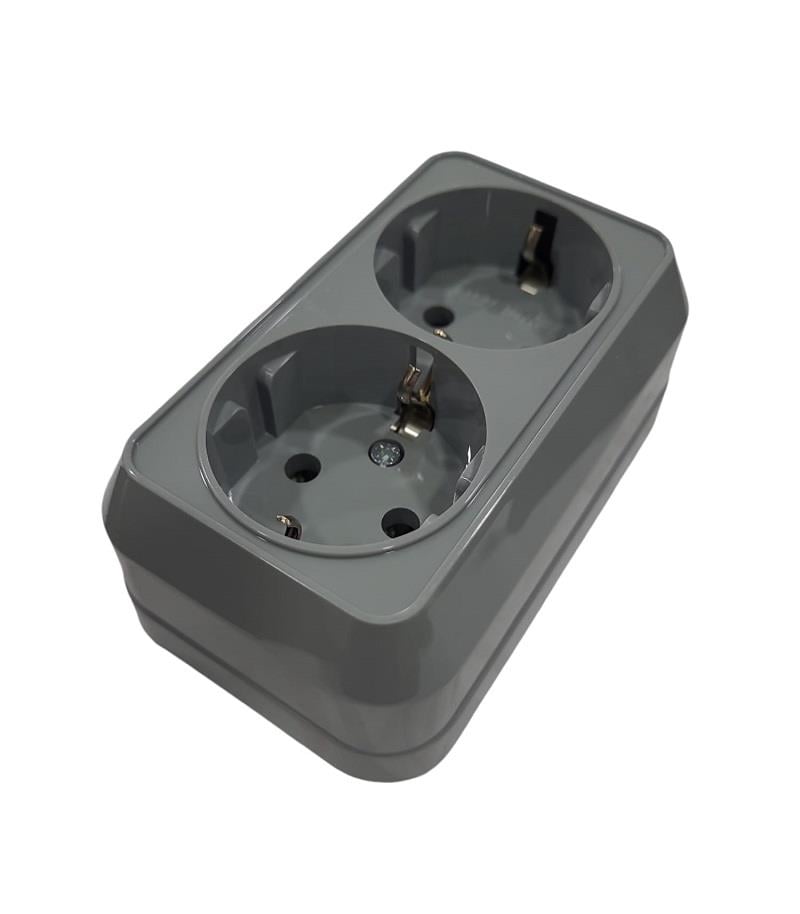 Makel Sıva Üstü Gri İkili Topraklı Priz