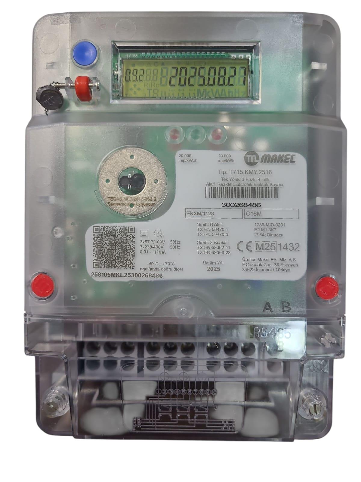Makel X/5(10A) Aktif Reaktif Sanayi Kombi Sayaç T715.KMY.2516