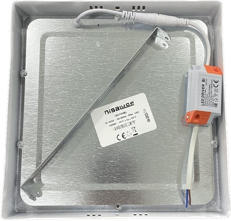 NisaLuce 18W Sıva Üstü Kare Led Panel 6500K Beyaz