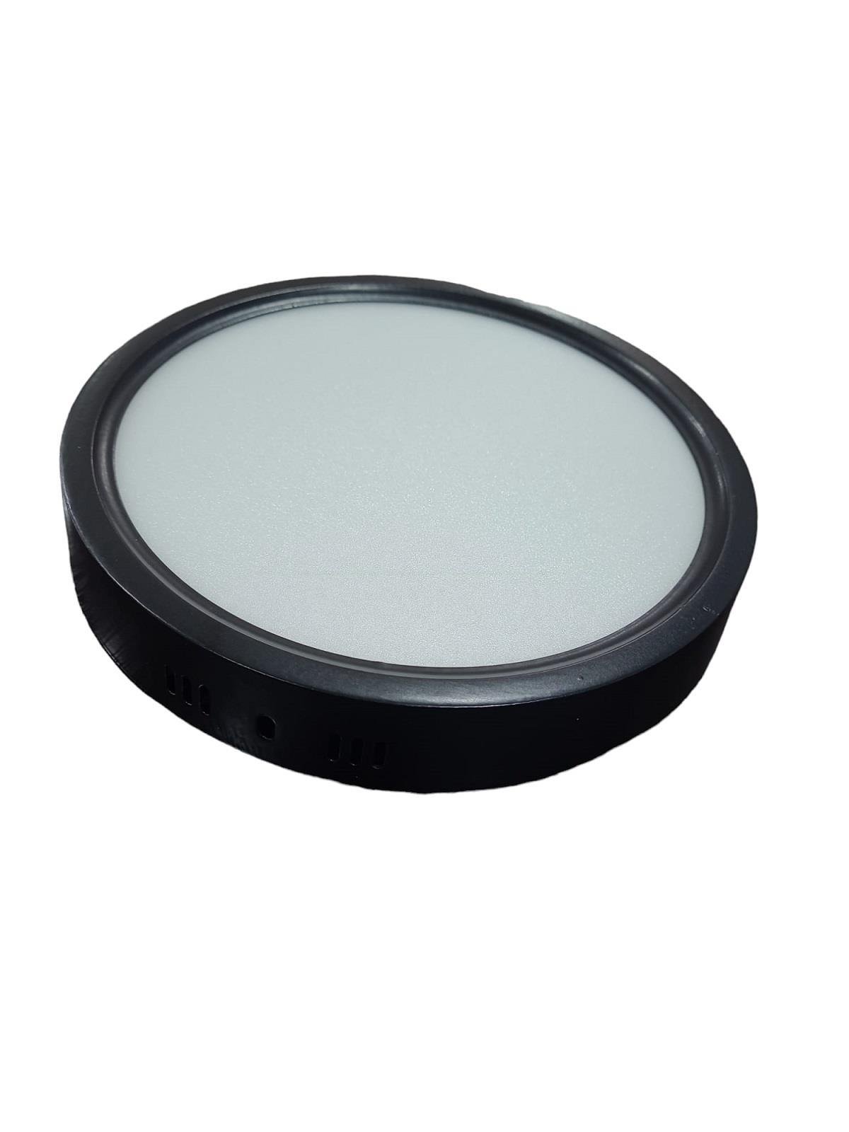 NisaLuce 18W Sıva Üstü Yuvarlak Led Panel 6500K Siyah Kasa