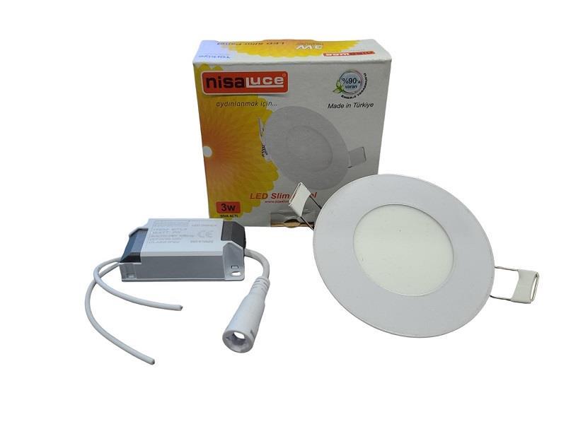 NisaLuce 3W Sıva Altı Yuvarlak Led Panel 3000K Günışığı