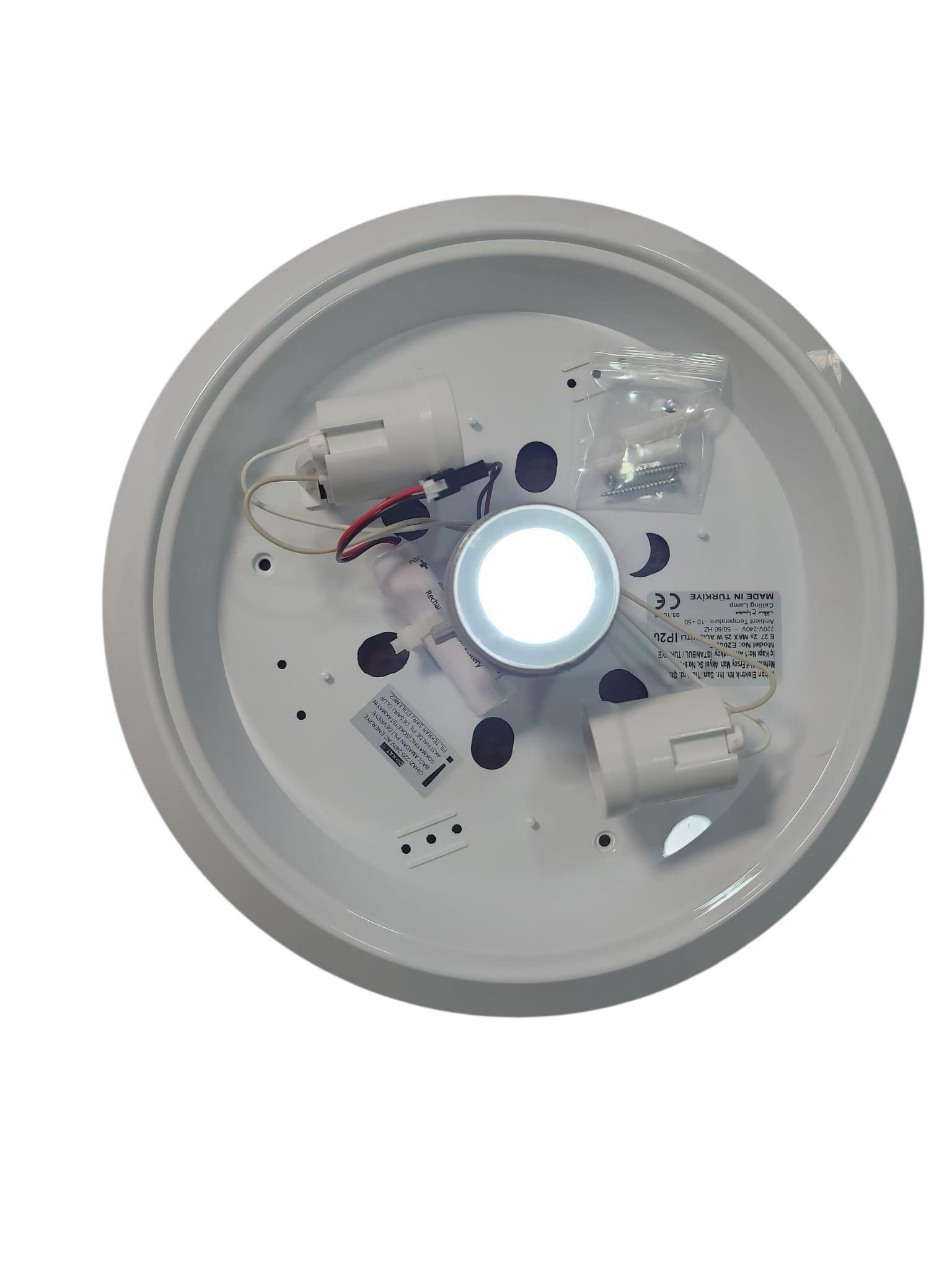 NisaLuce Acil Kitli Sensörlü Tavan Armatürü 2xE27 Duylu