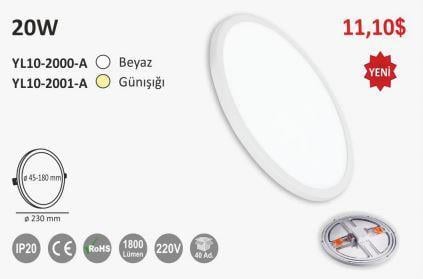 Noas 20W Sıva Altı Ayarlanabilir Led Armatür 6500K