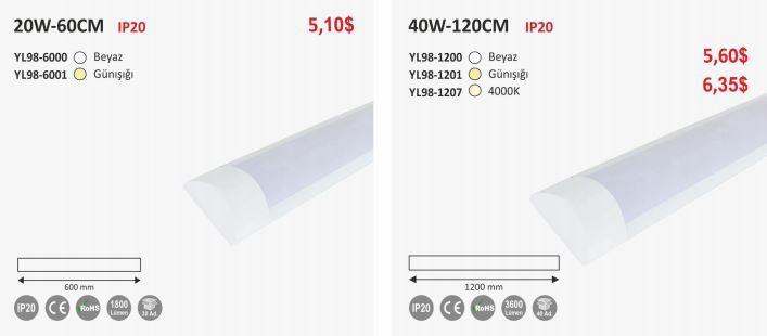Noas 40W Led Bant Armatür 120cm 6500K