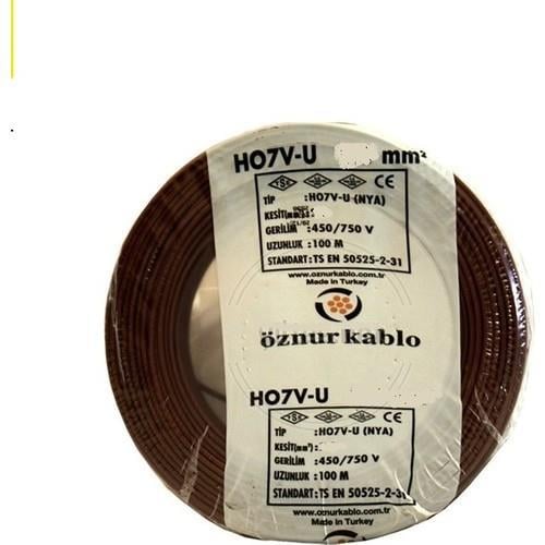 Öznur 4 mm NYA Kablo Kahverengi 100 metre  %100 Bakır
