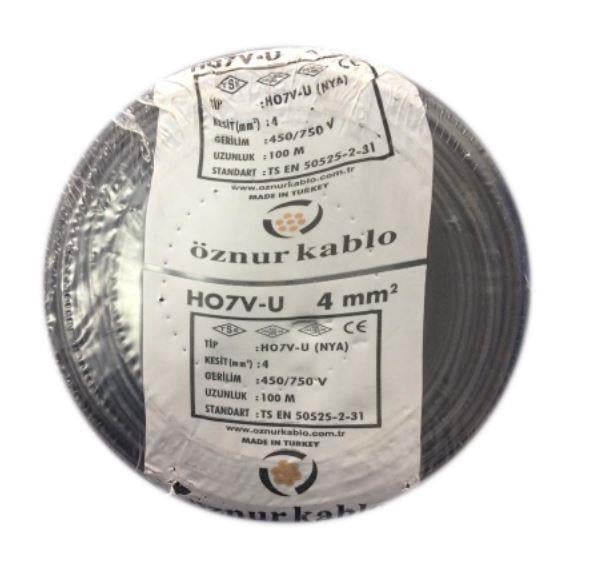 Öznur 4 mm NYA Kablo Siyah100 metre  %100 Bakır