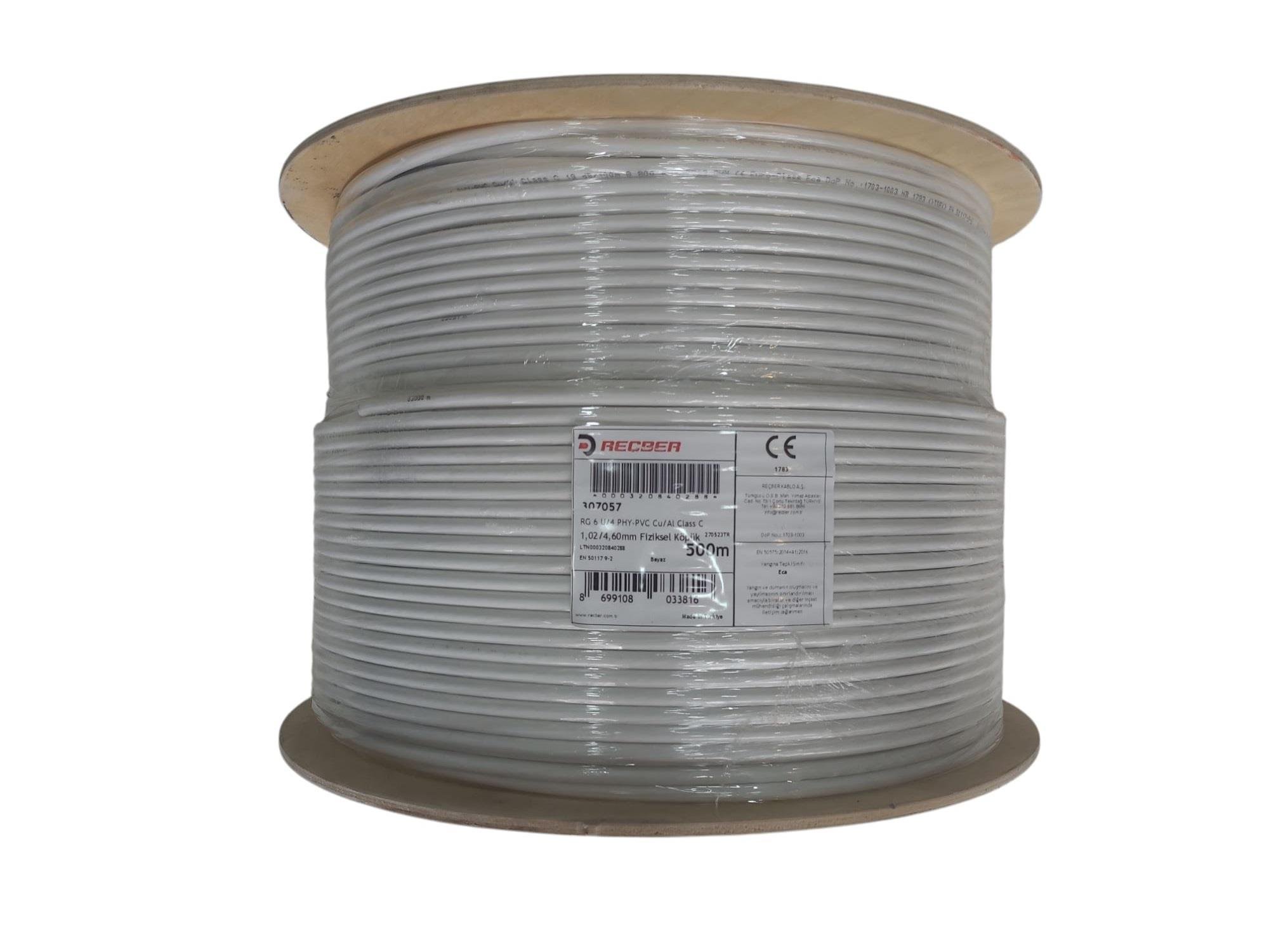 Reçber RG6/U4 TV Kablosu Cu/Al 1mt