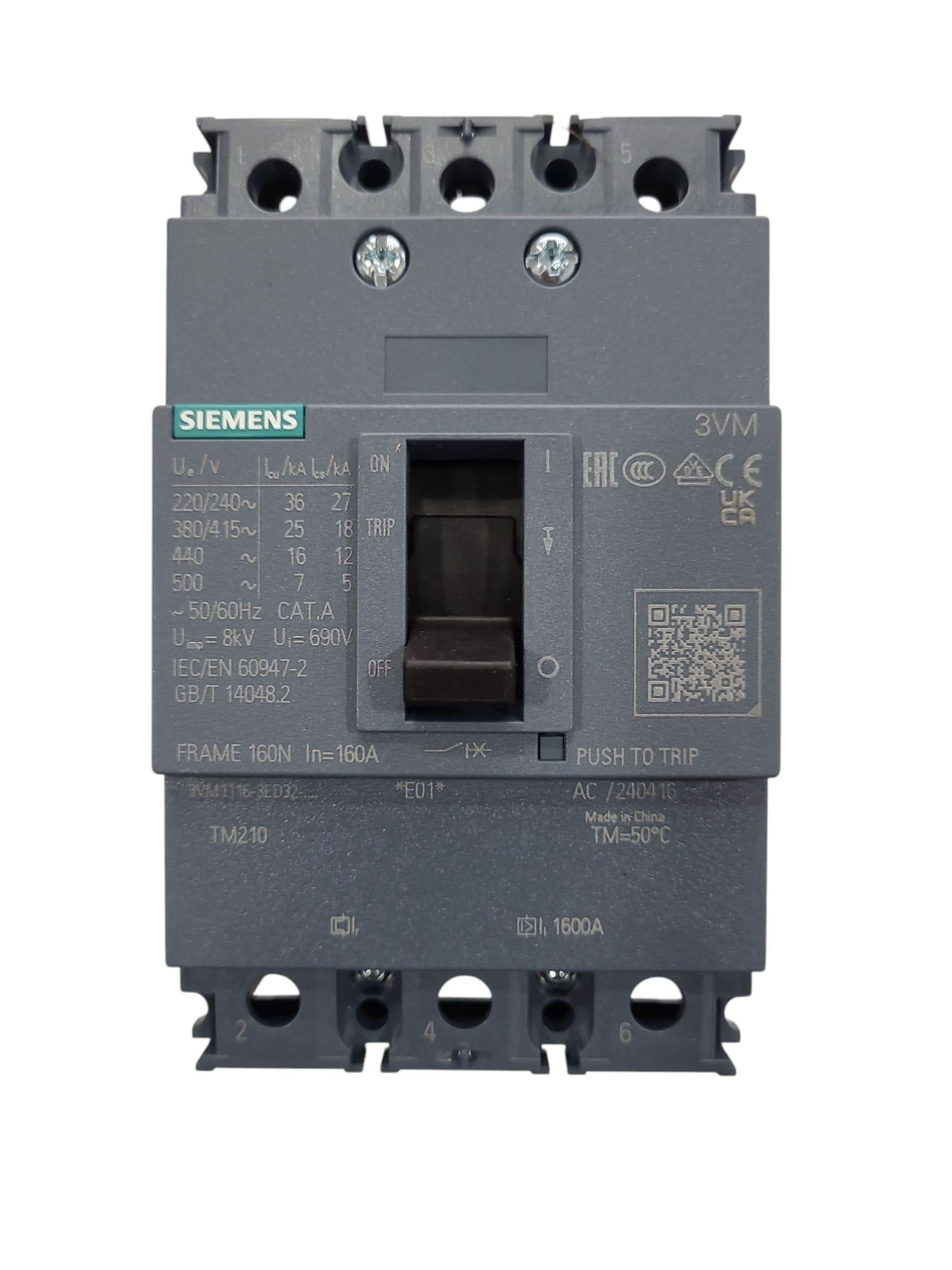 Siemens 3x160A 25kA Termik Sabit Manyetik Sabit TMŞ 3VM11