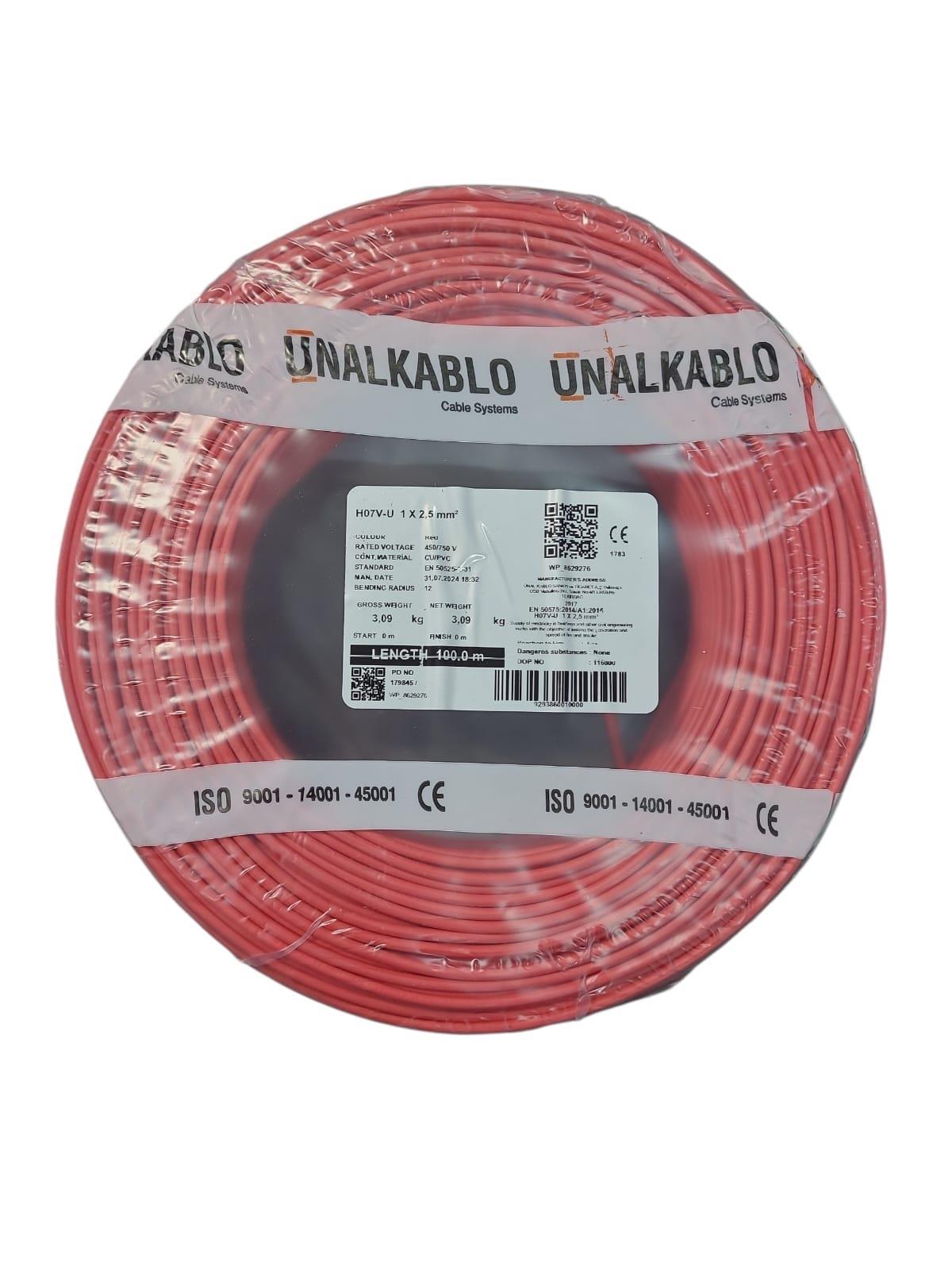 Ünal 2,5mm NYA Kırmızı 1mt