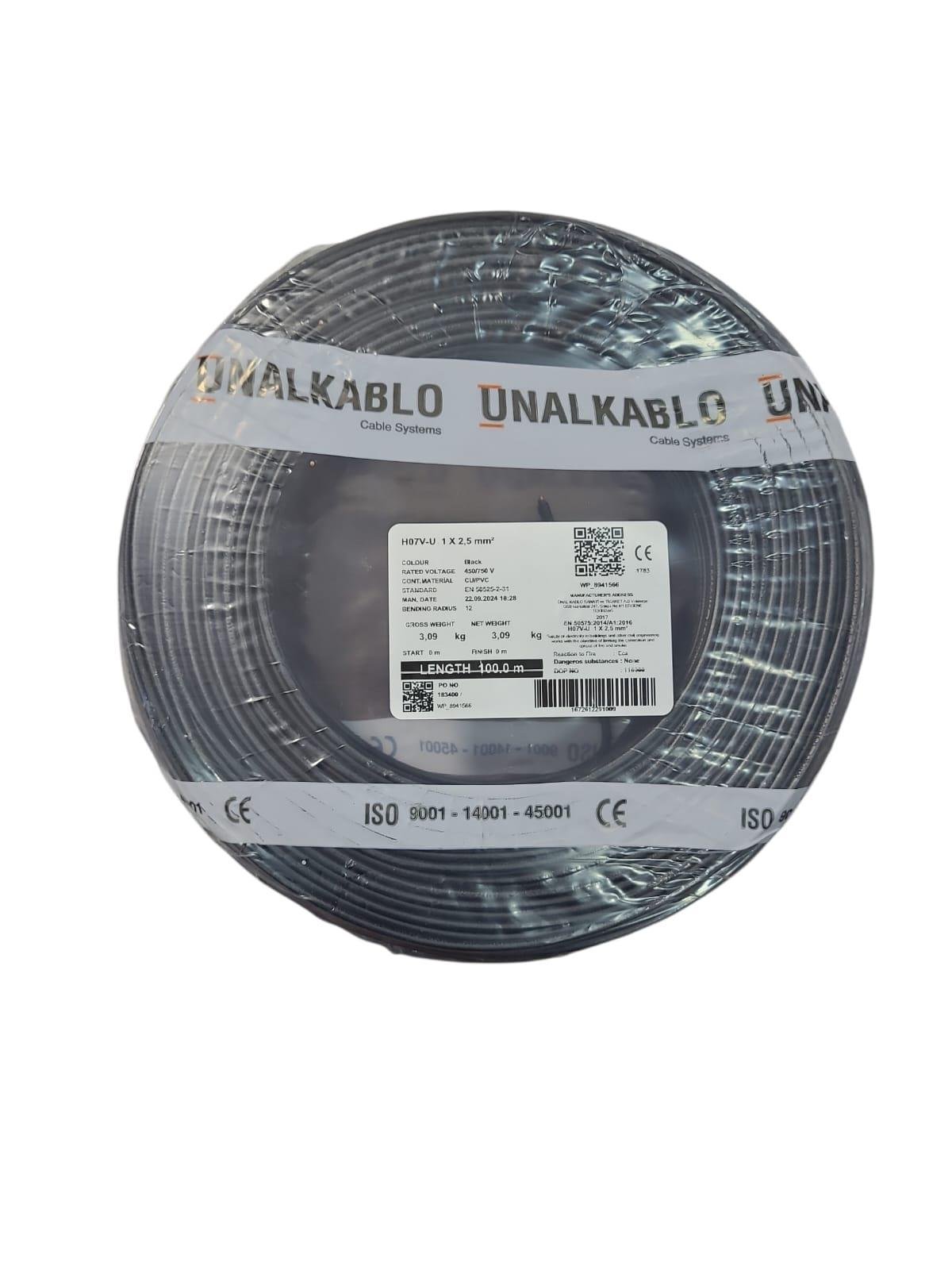 Ünal 2,5mm NYA Siyah 1mt