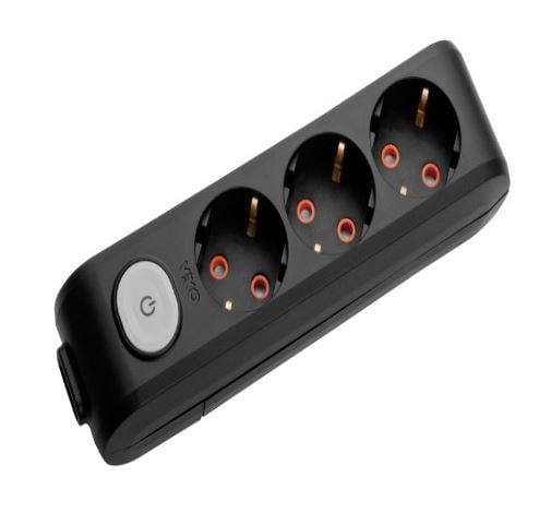 Viko Multi-Let Üçlü Priz Anahtarlı Topraklı Klemensli Ç.K. (Siyah