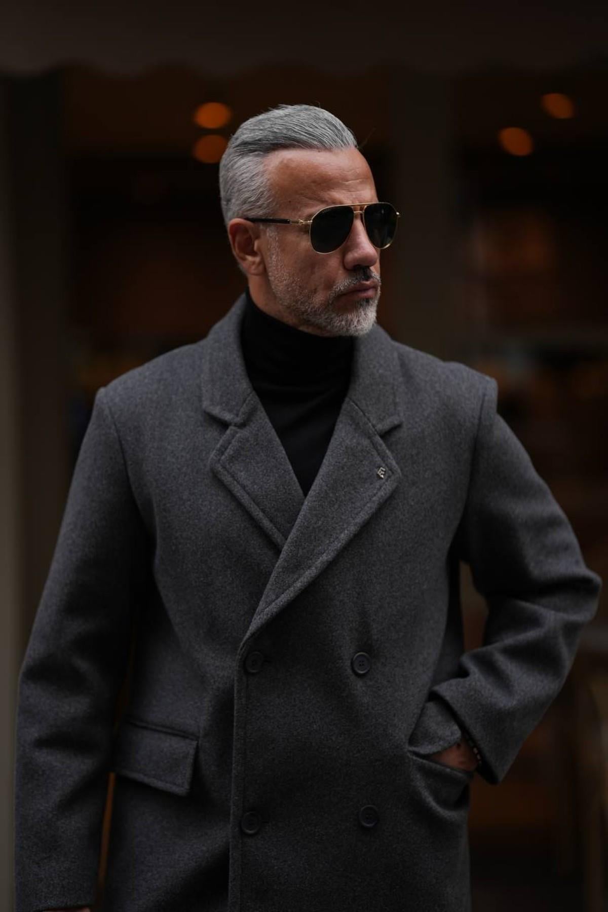 THIN LAPEL WOOL COAT