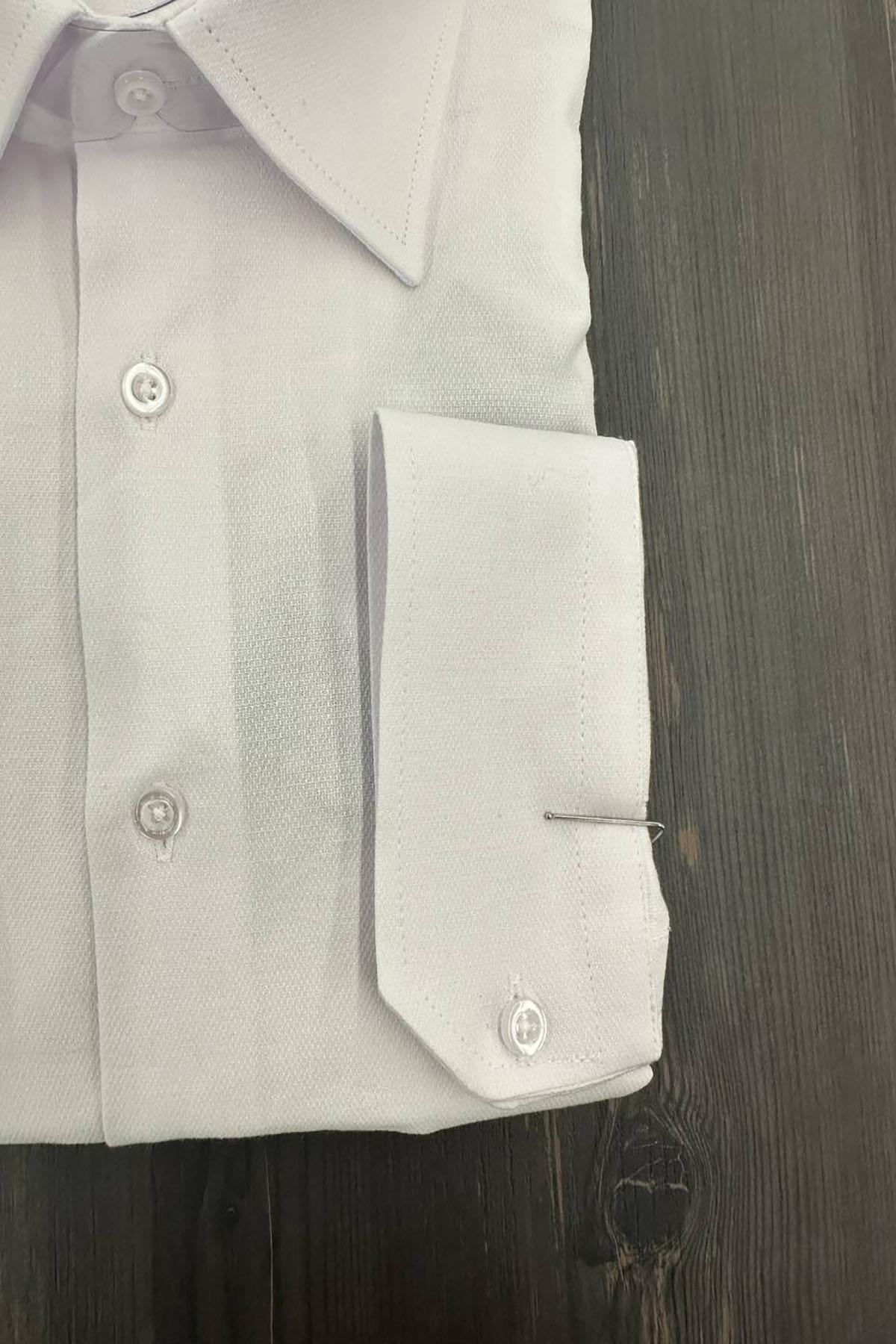 ITALIAN COLLAR DOUBLE CUFF WHITE SHIRT