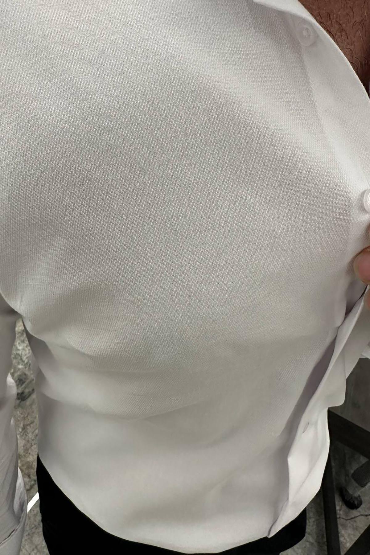 ITALIAN COLLAR DOUBLE CUFF WHITE SHIRT