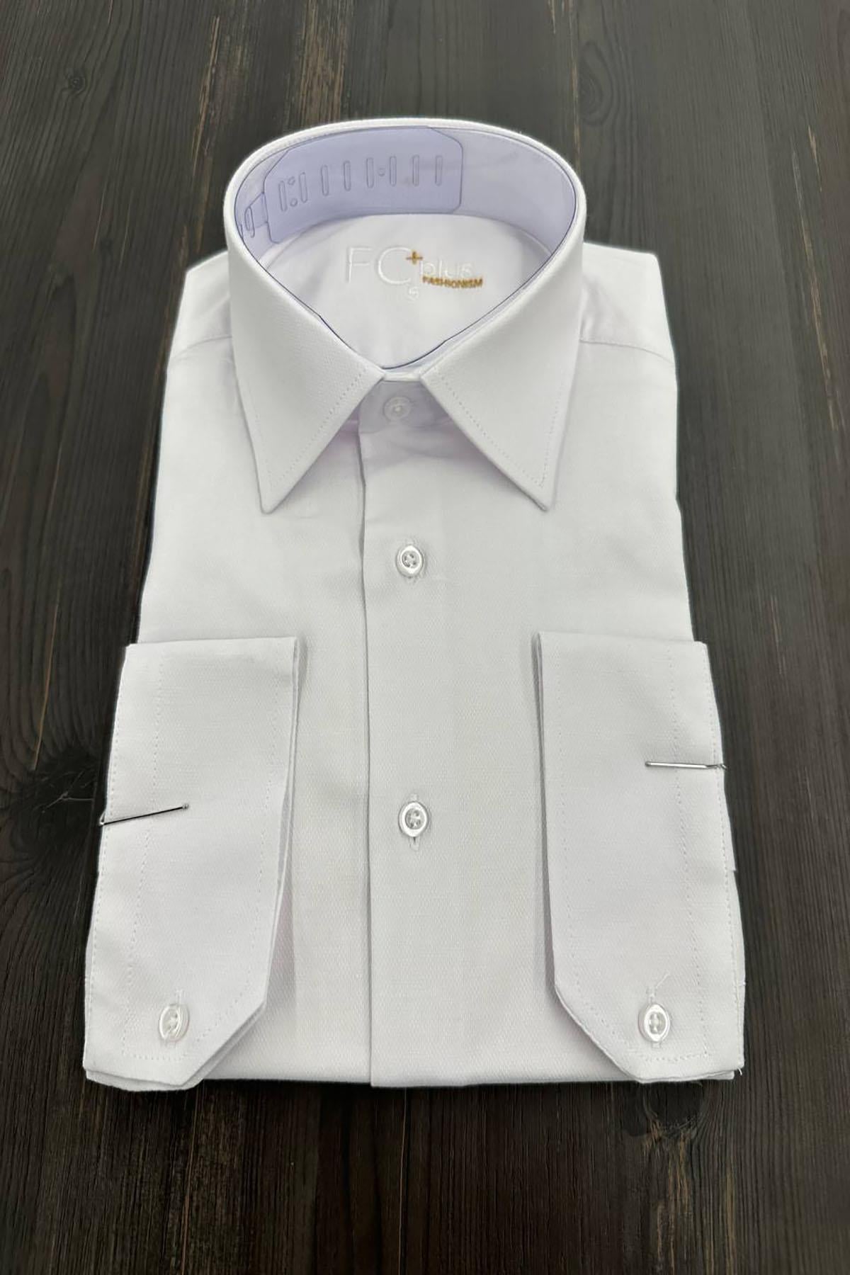 ITALIAN COLLAR DOUBLE CUFF WHITE SHIRT