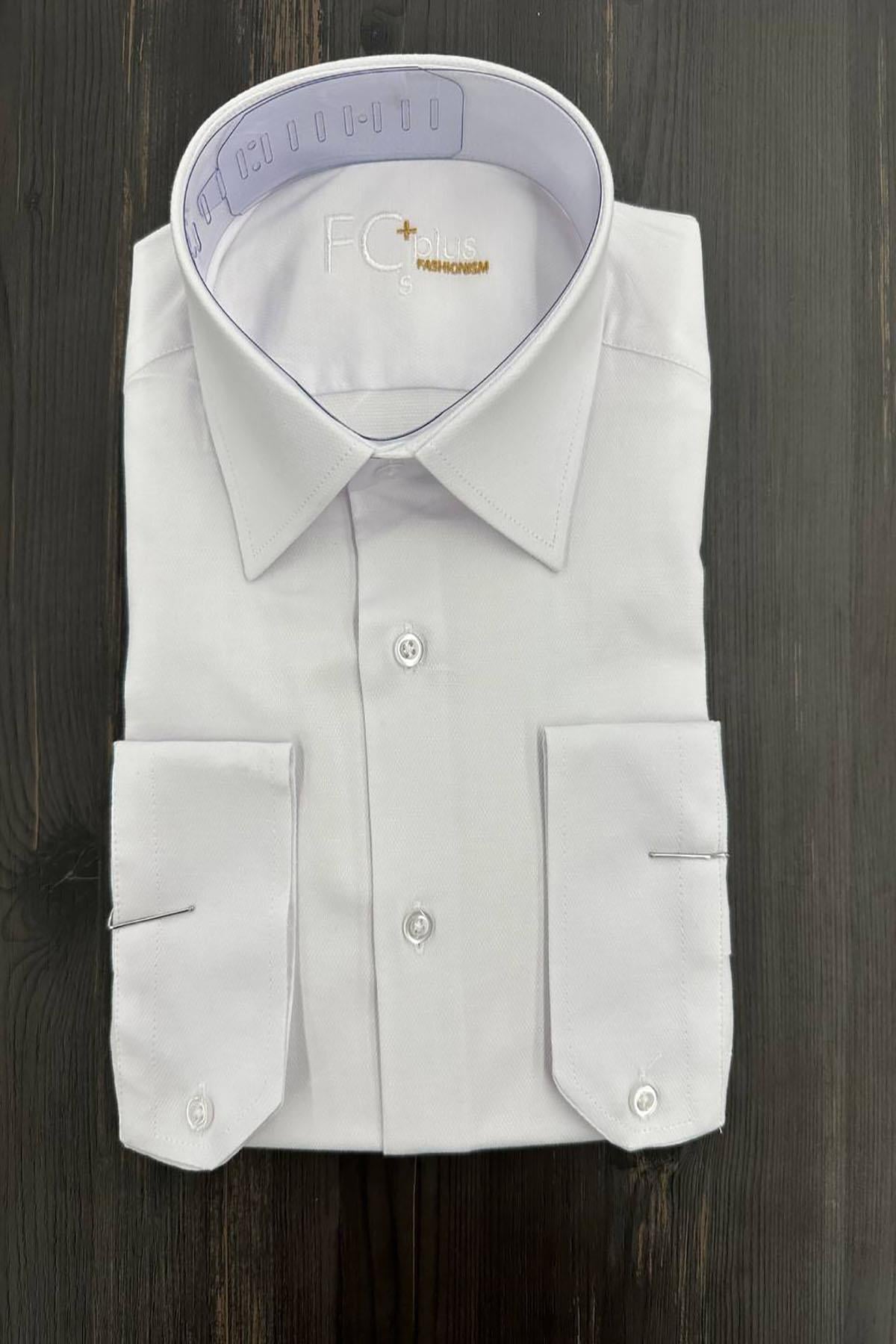 ITALIAN COLLAR DOUBLE CUFF WHITE SHIRT