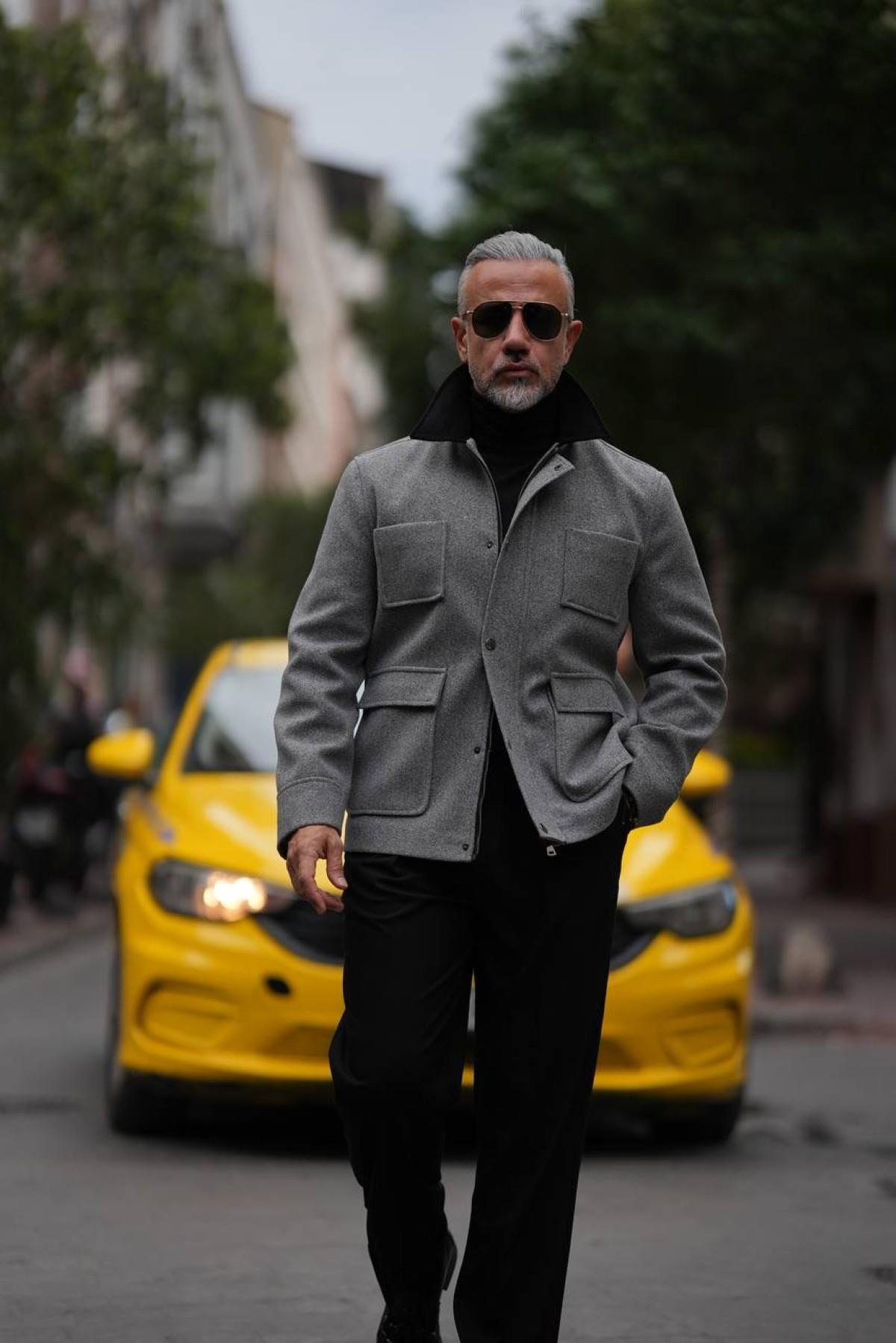 VELVET COLLAR WOOL COAT