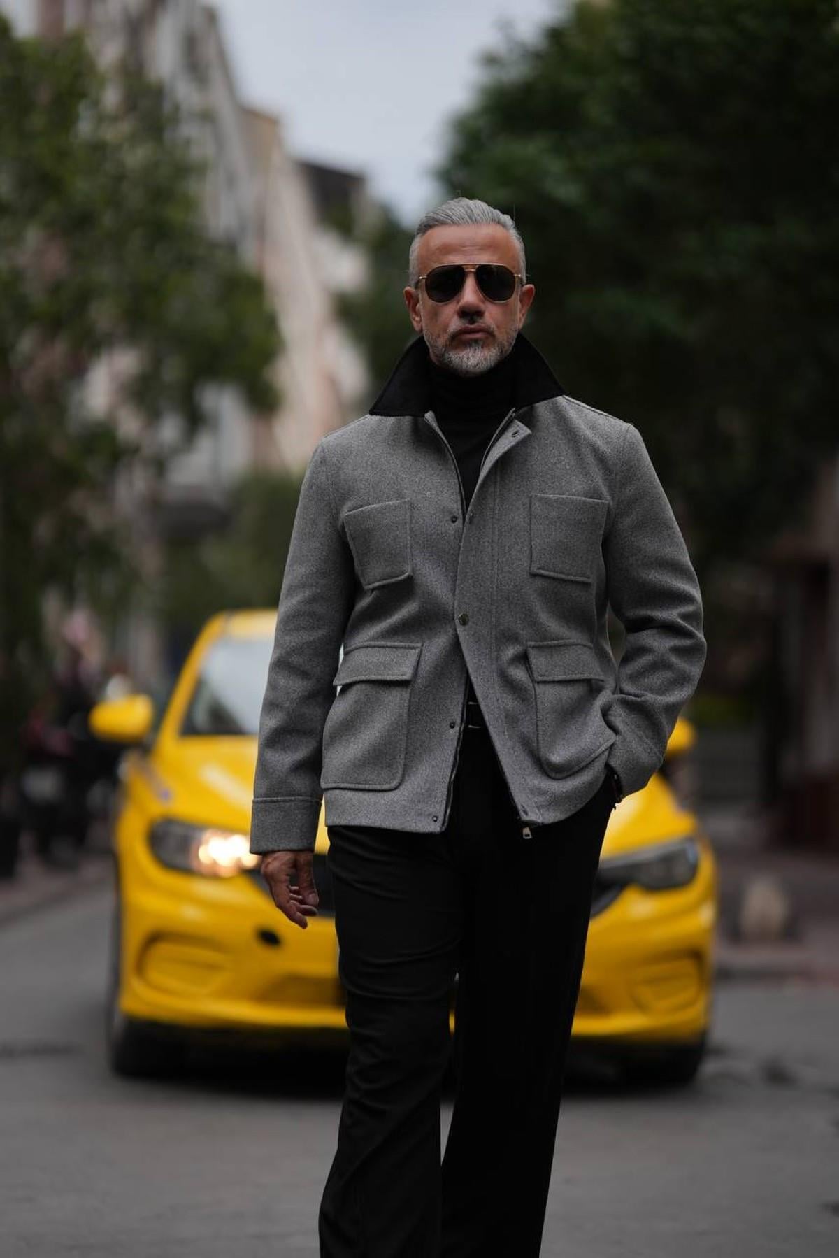 VELVET COLLAR WOOL COAT