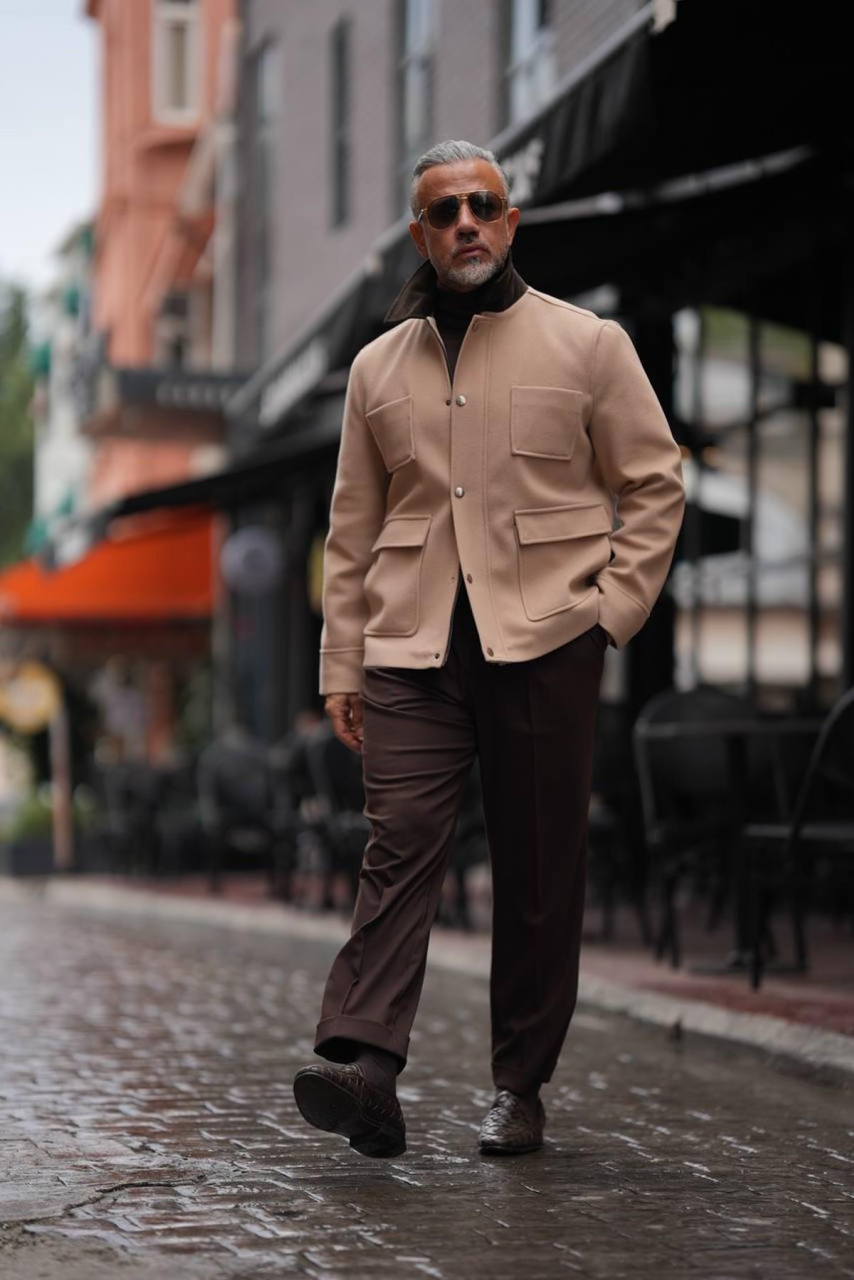 VELVET COLLAR WOOL COAT