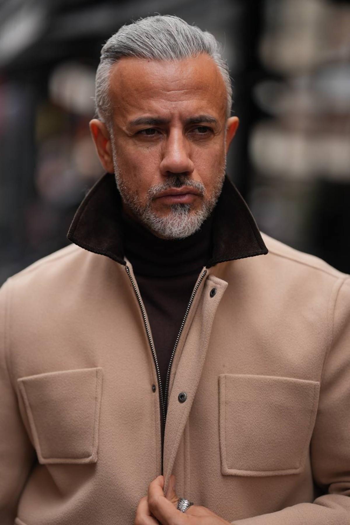 VELVET COLLAR WOOL COAT