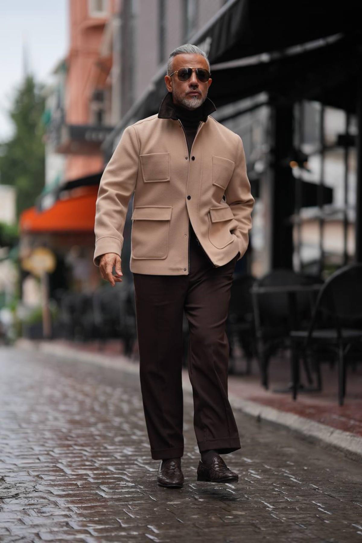 VELVET COLLAR WOOL COAT