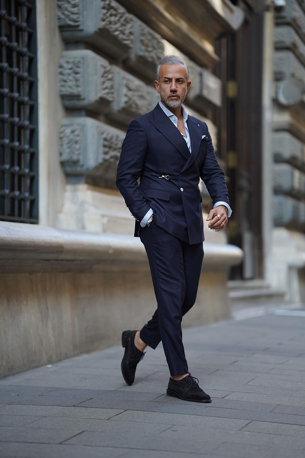  PREMIUM NAVY BLUE SUIT WITH SIDE ACCESSORIES