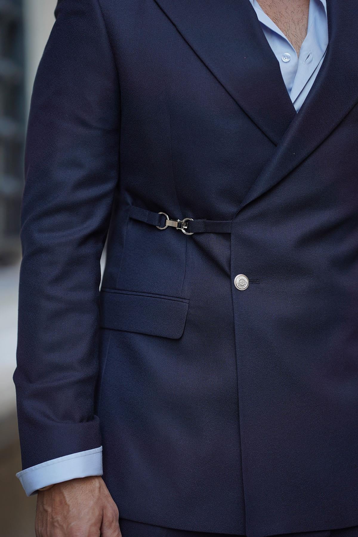  PREMIUM NAVY BLUE SUIT WITH SIDE ACCESSORIES