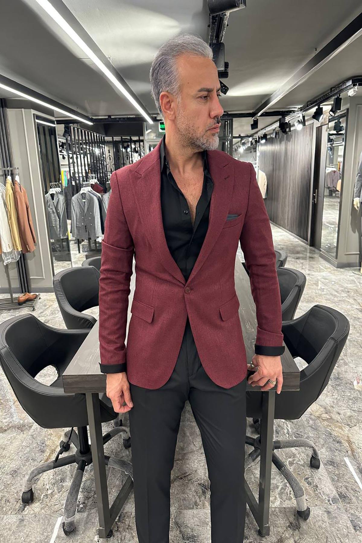  HALF LINING MAROON JACKET