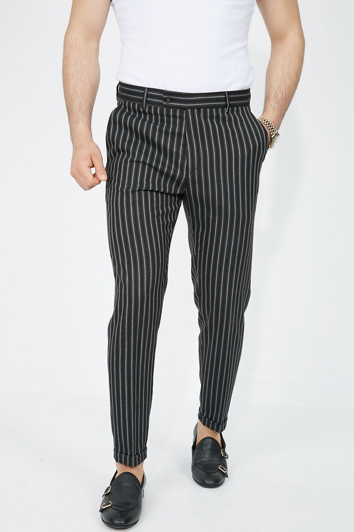 3592 ÇİZGİLİ DUBLE PAÇA PANTOLON