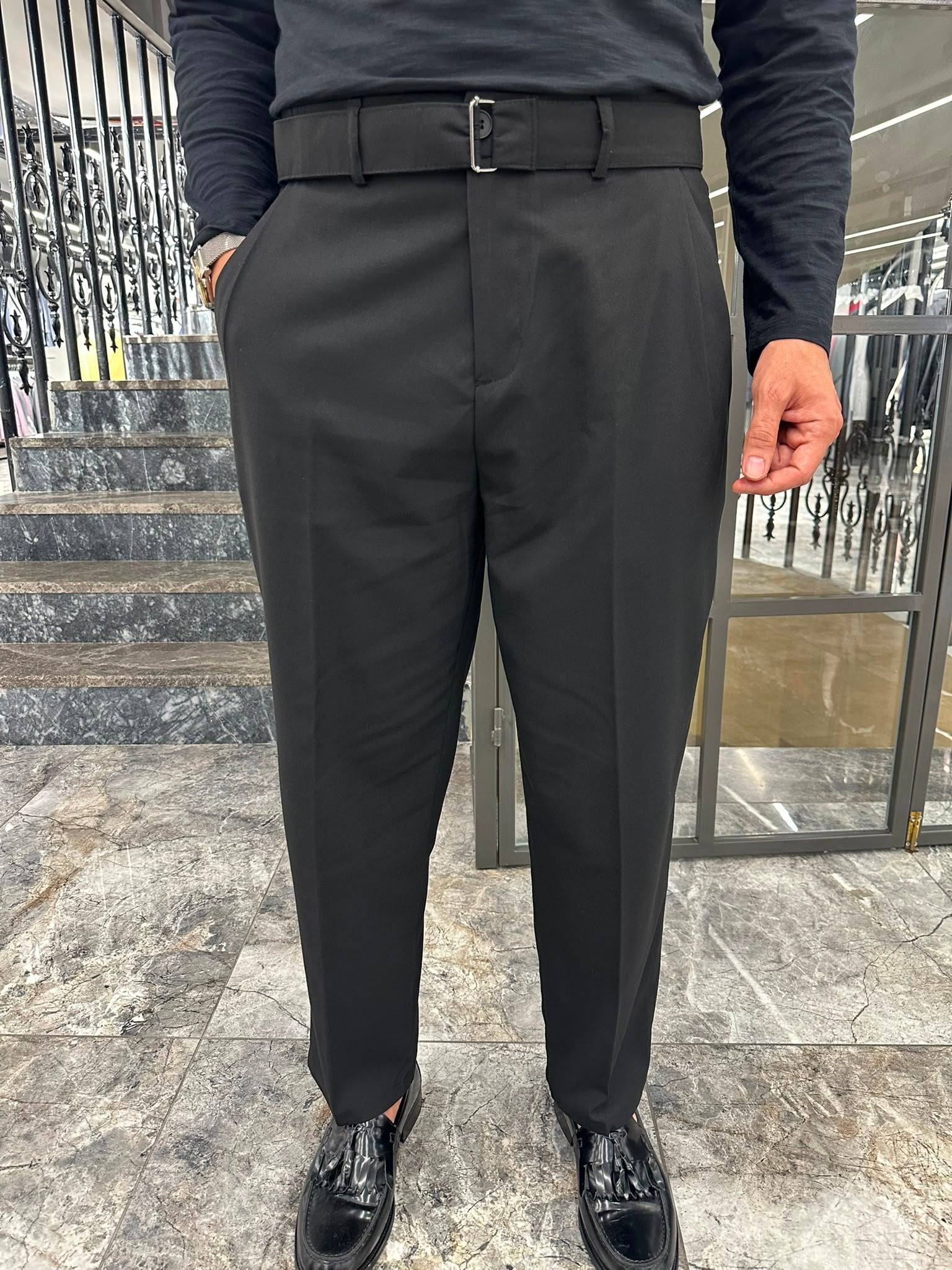 3643 PİLELİ KEMERLİ PANTOLON ÖM