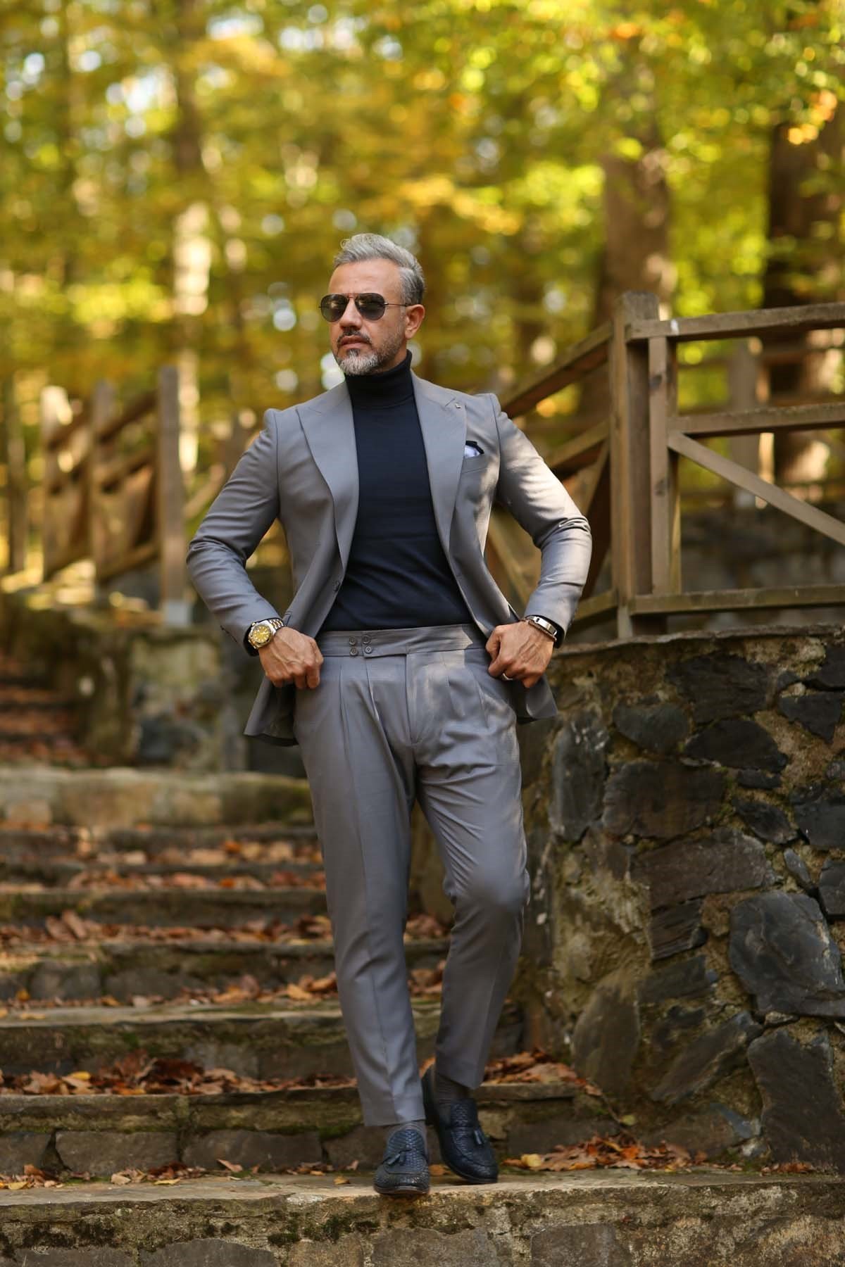 GRİ DÜZ ARMÜR ERKEK TAKIM ELBİSE - SLIM FIT