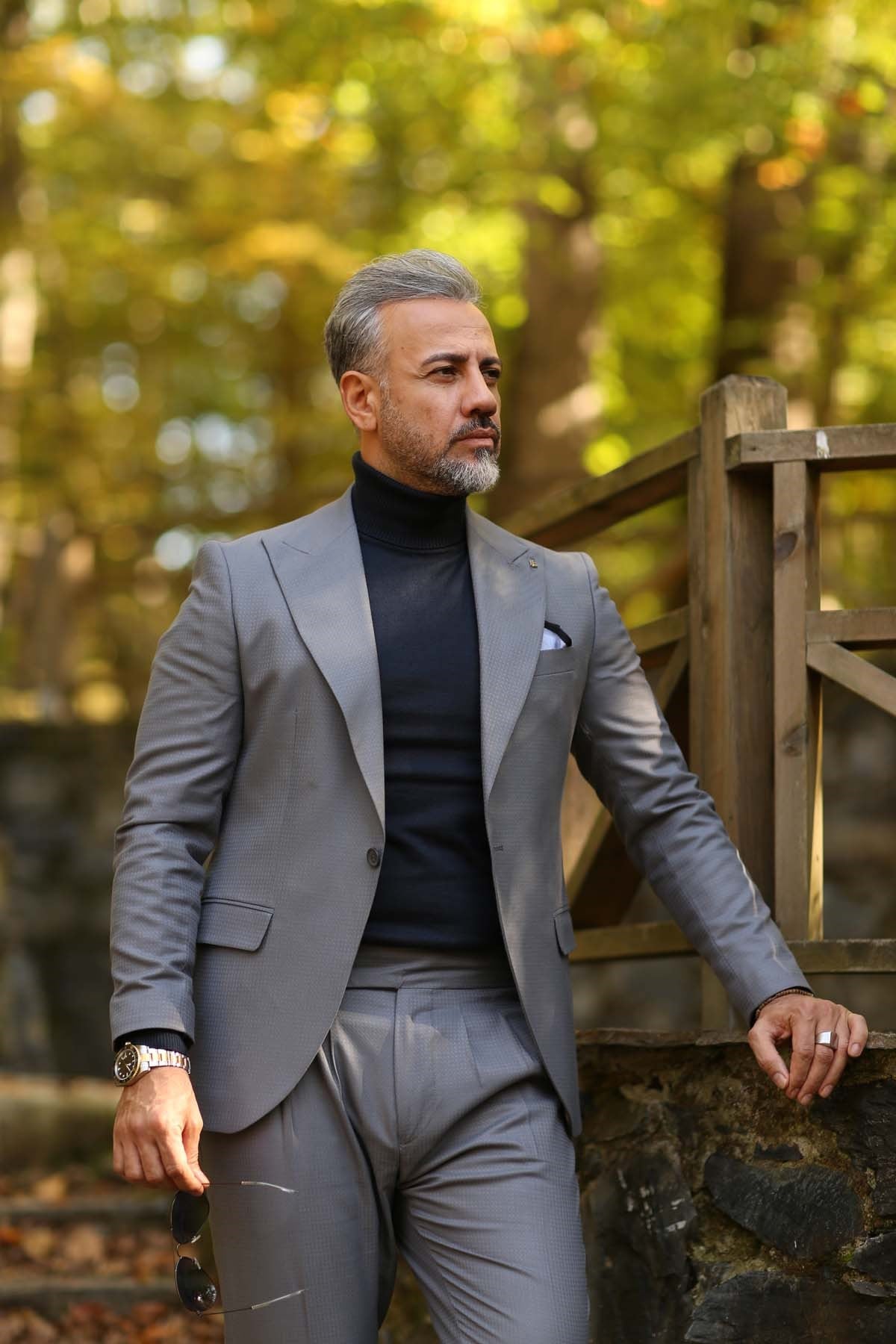 GRİ DÜZ ARMÜR ERKEK TAKIM ELBİSE - SLIM FIT