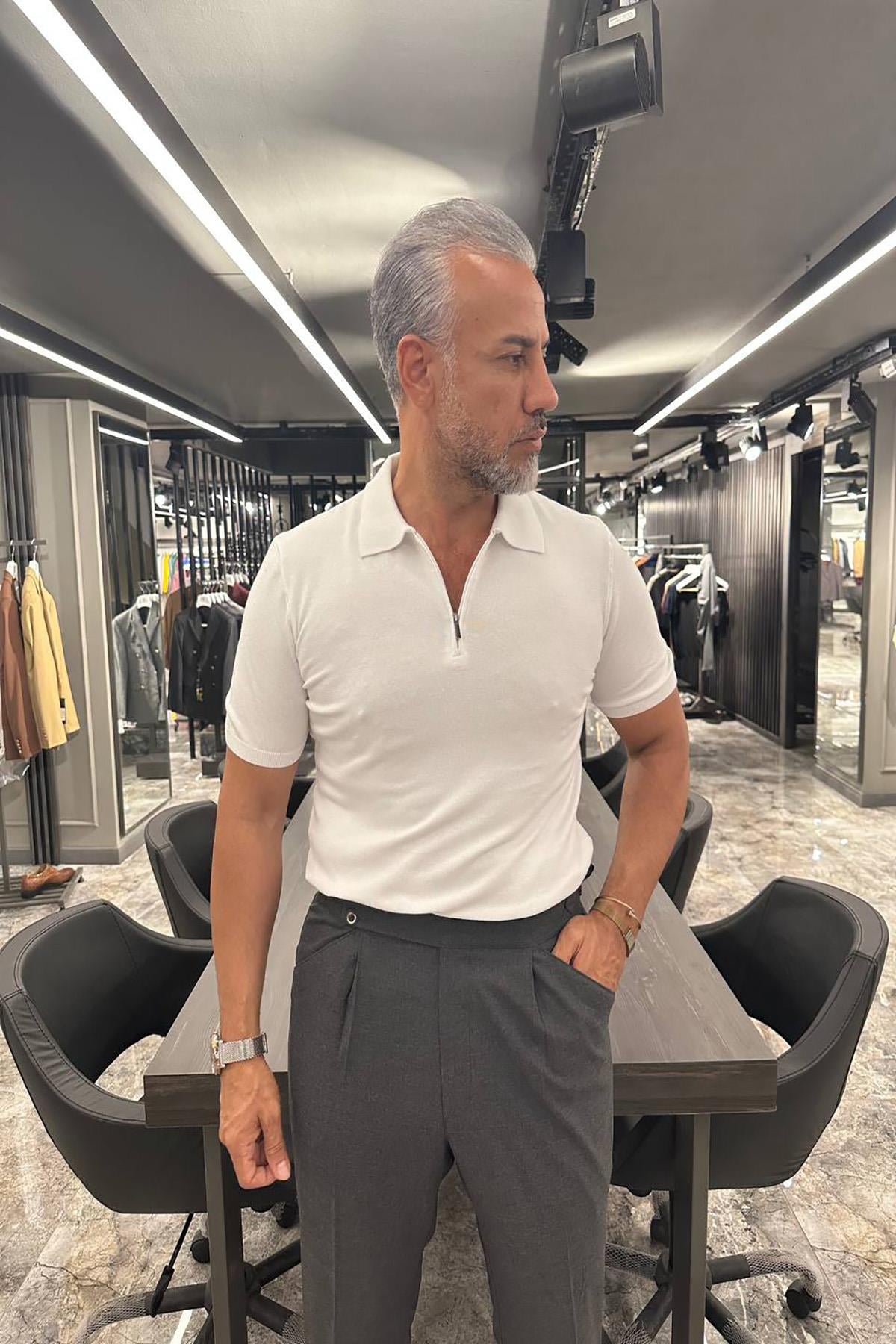 6092 FERMUARLI POLO YAKA KISA KOL TRİKO CC
