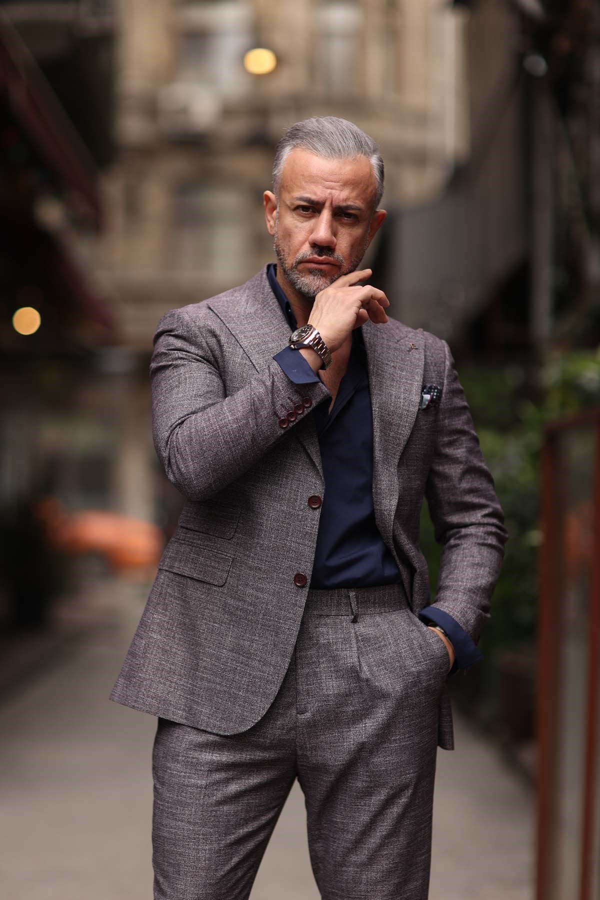 A.BORDO GENİŞ YAKA PANTOLONU PİLELİ TAKIM ELBİSE