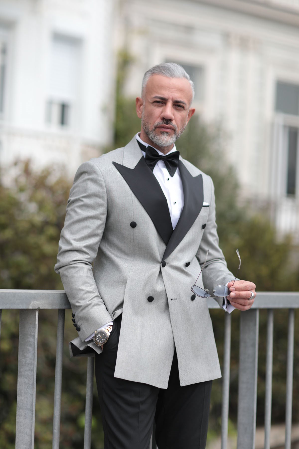 LIGHT BLACK DOUBLE BREASTED WEDDİNG SUİT - SLIM FIT