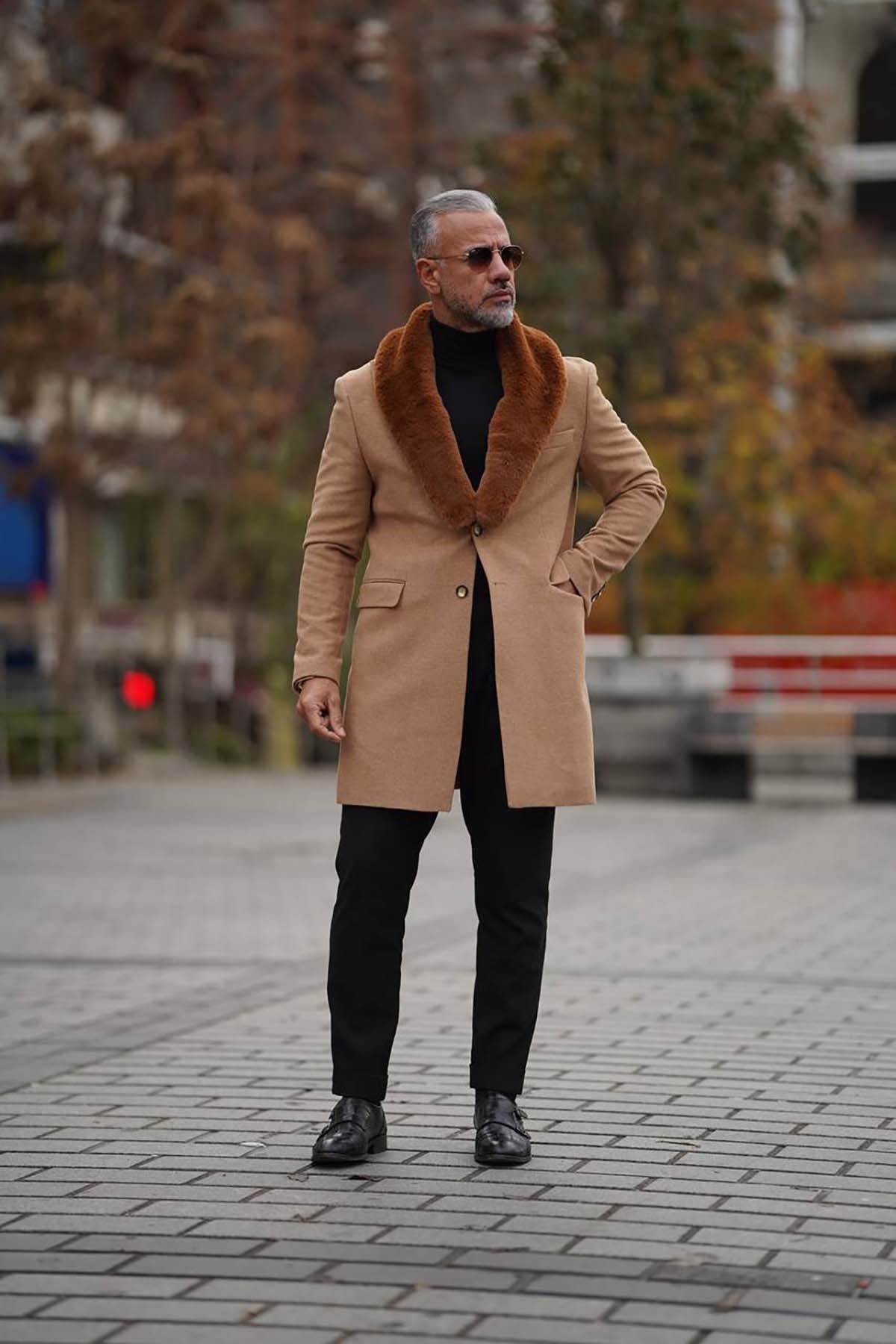 CAMEL YAKASI KÜRKLÜ KABAN