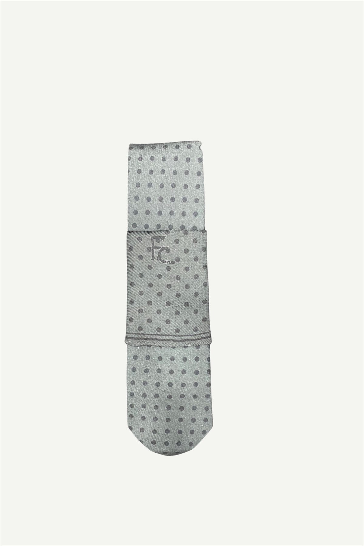 GRİ KRAVAT MENDİL SETİ - STD