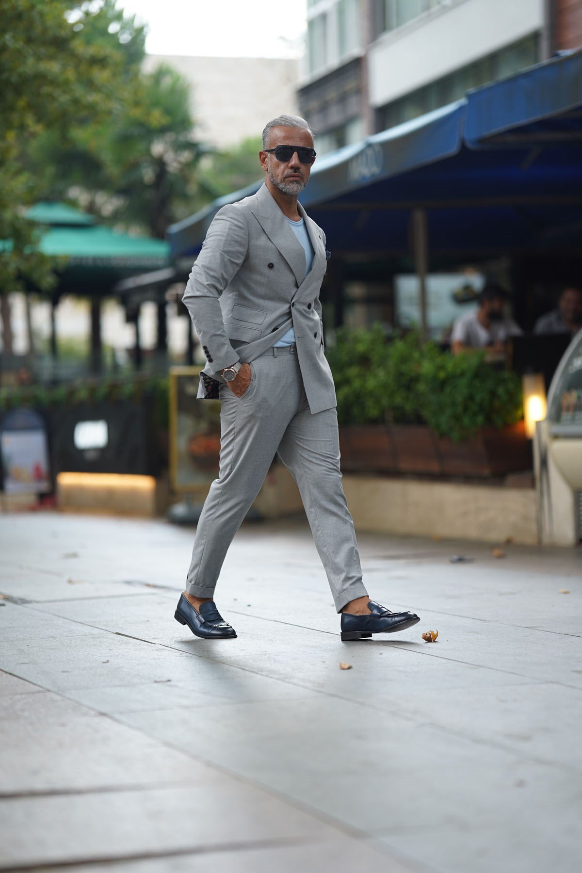GRİ KRUVAZE TAKIM ELBİSE SLİM FİT