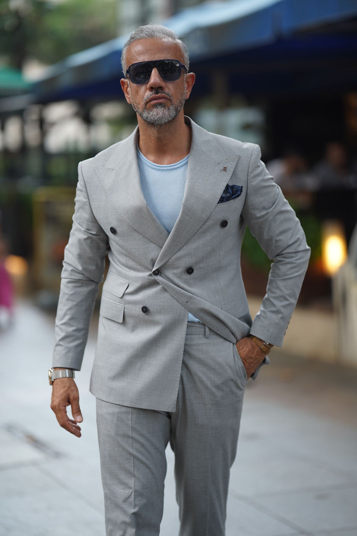 GRİ KRUVAZE TAKIM ELBİSE SLİM FİT