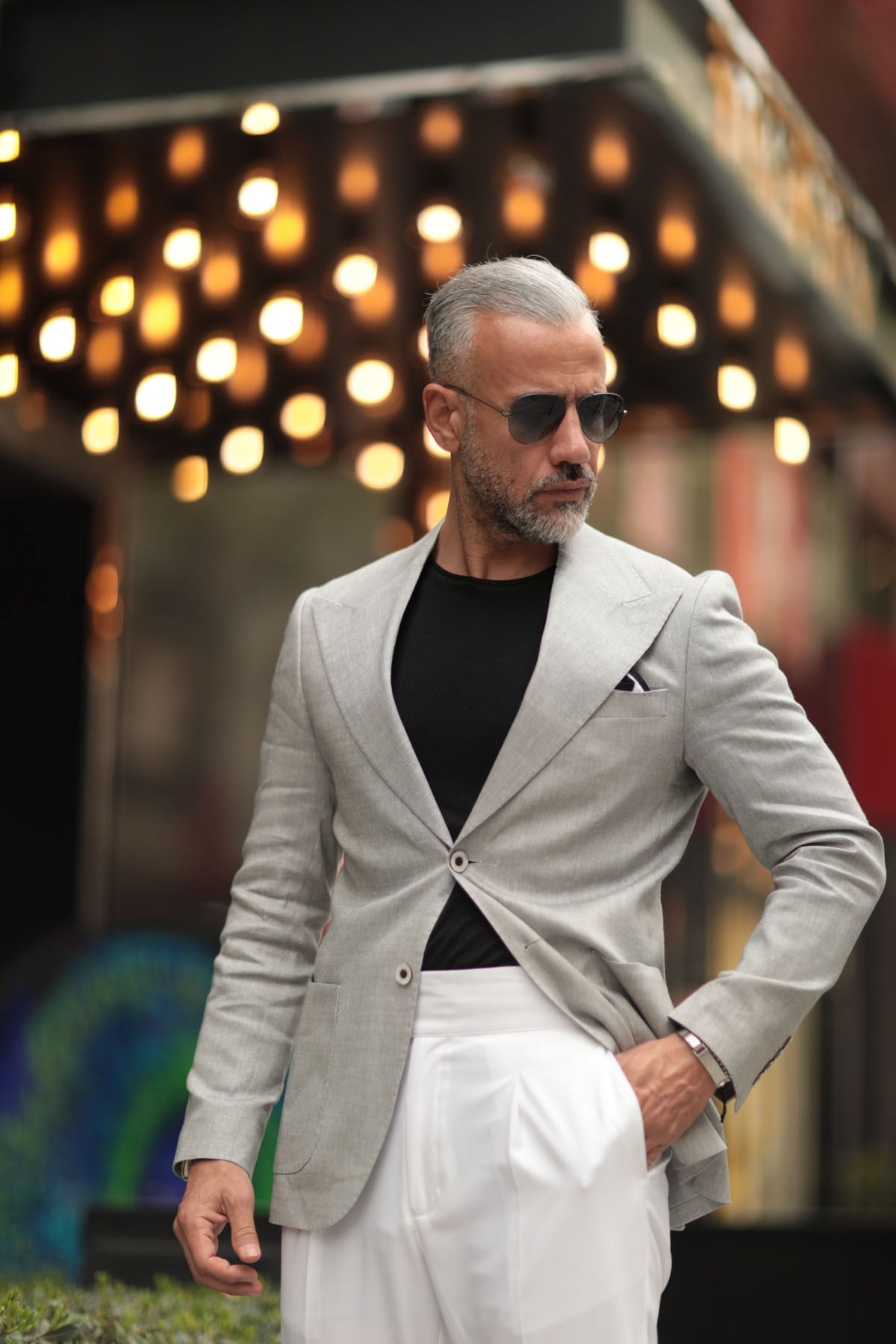GRAY HALF-LINED JACKET - SLIM FIT