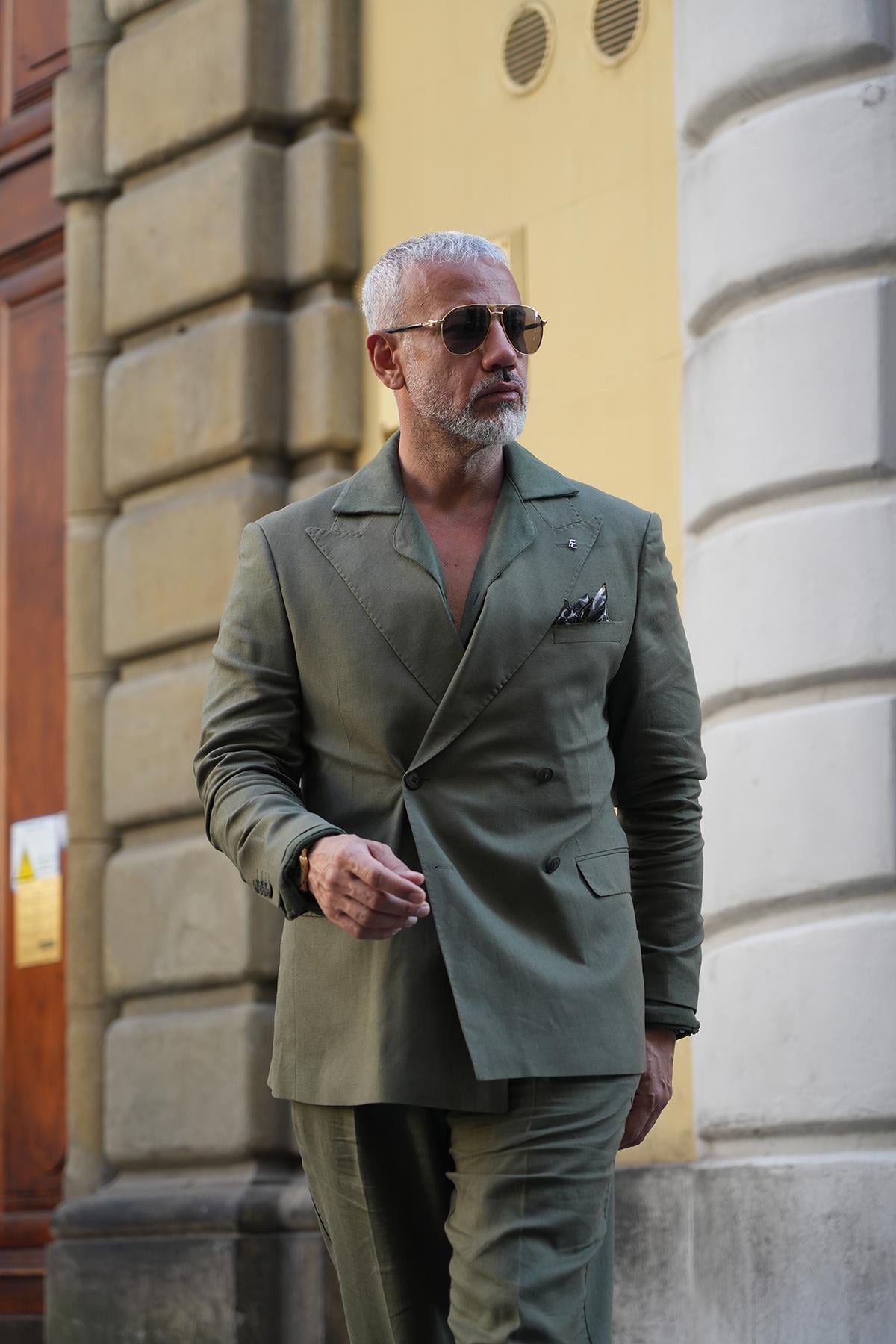 HALF LINING DOUBLE BREASTED ITALIAN BLAZER