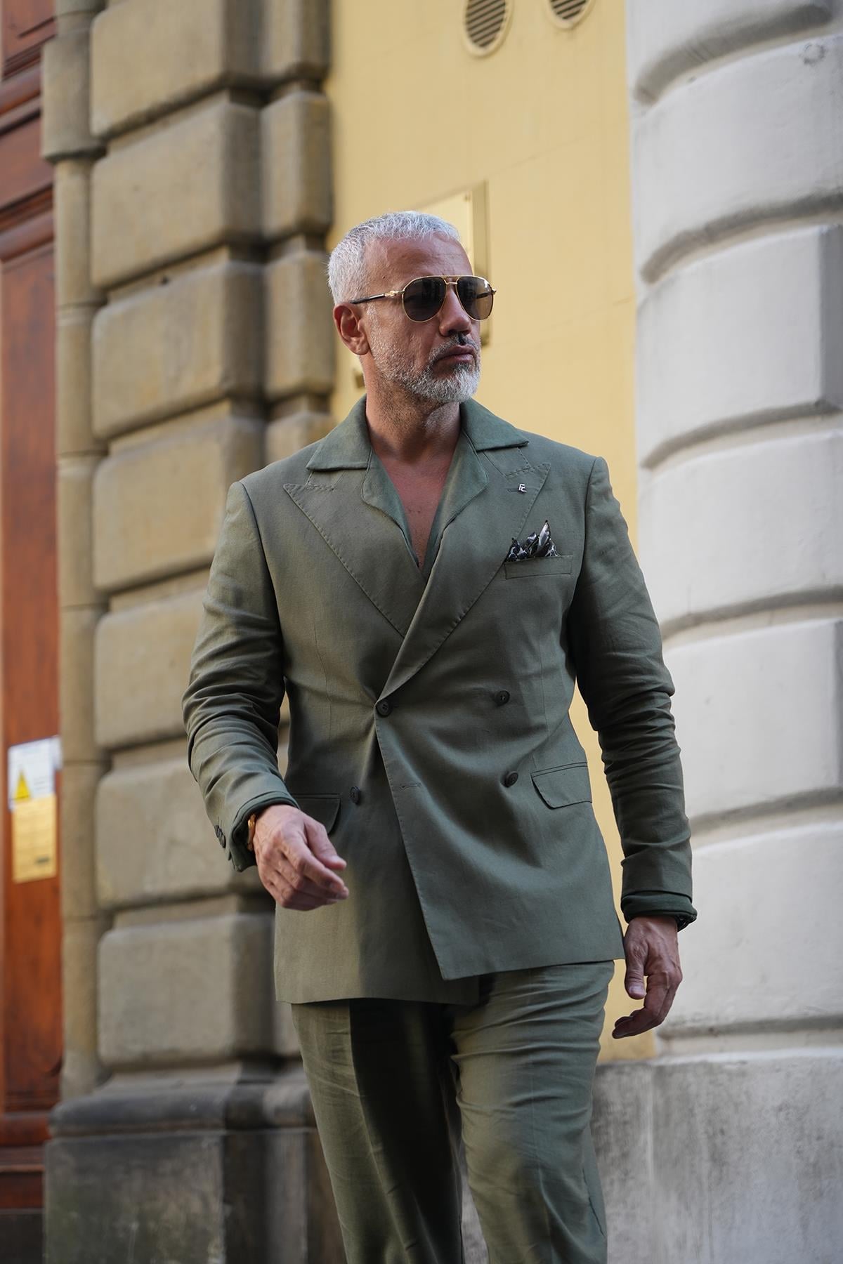 HALF LINING DOUBLE BREASTED ITALIAN BLAZER
